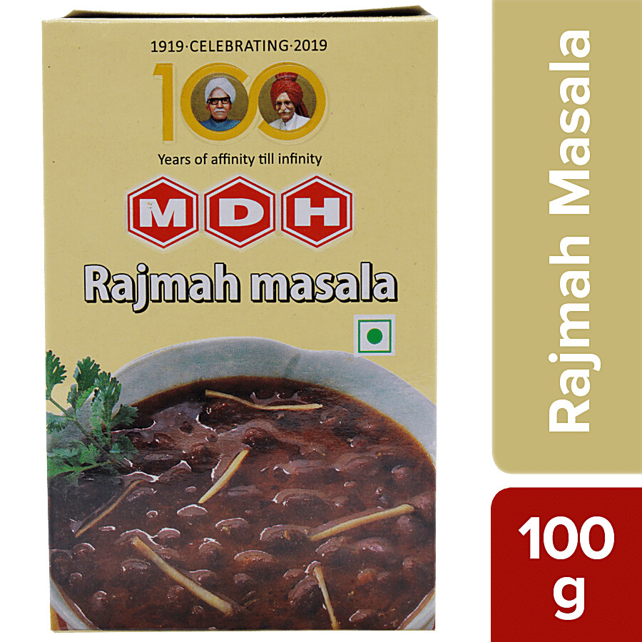 Front of MDH Rajmah Masala 100 g boxed spice powder