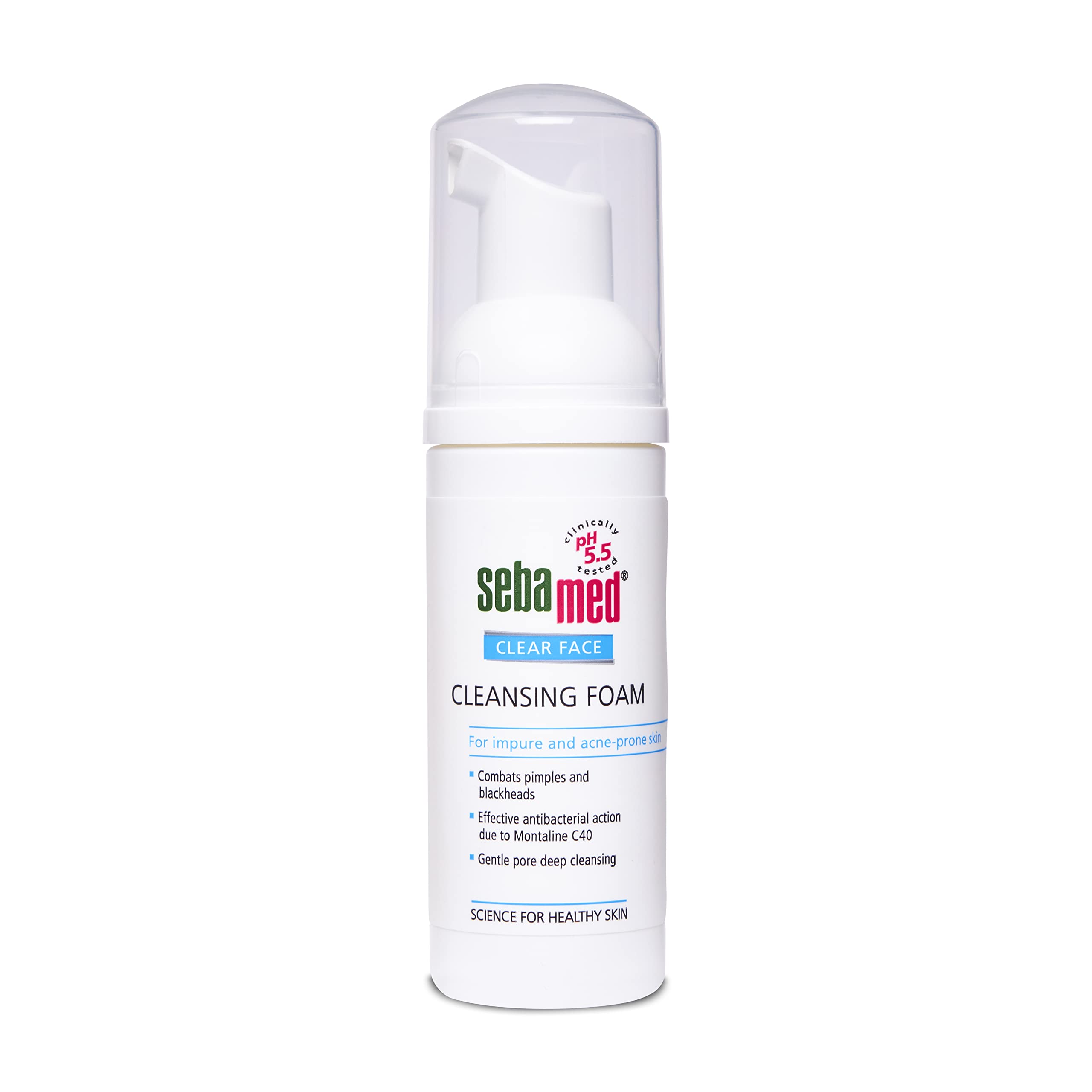 Sebamed cleansing foam 50 ml front bottle on clean background