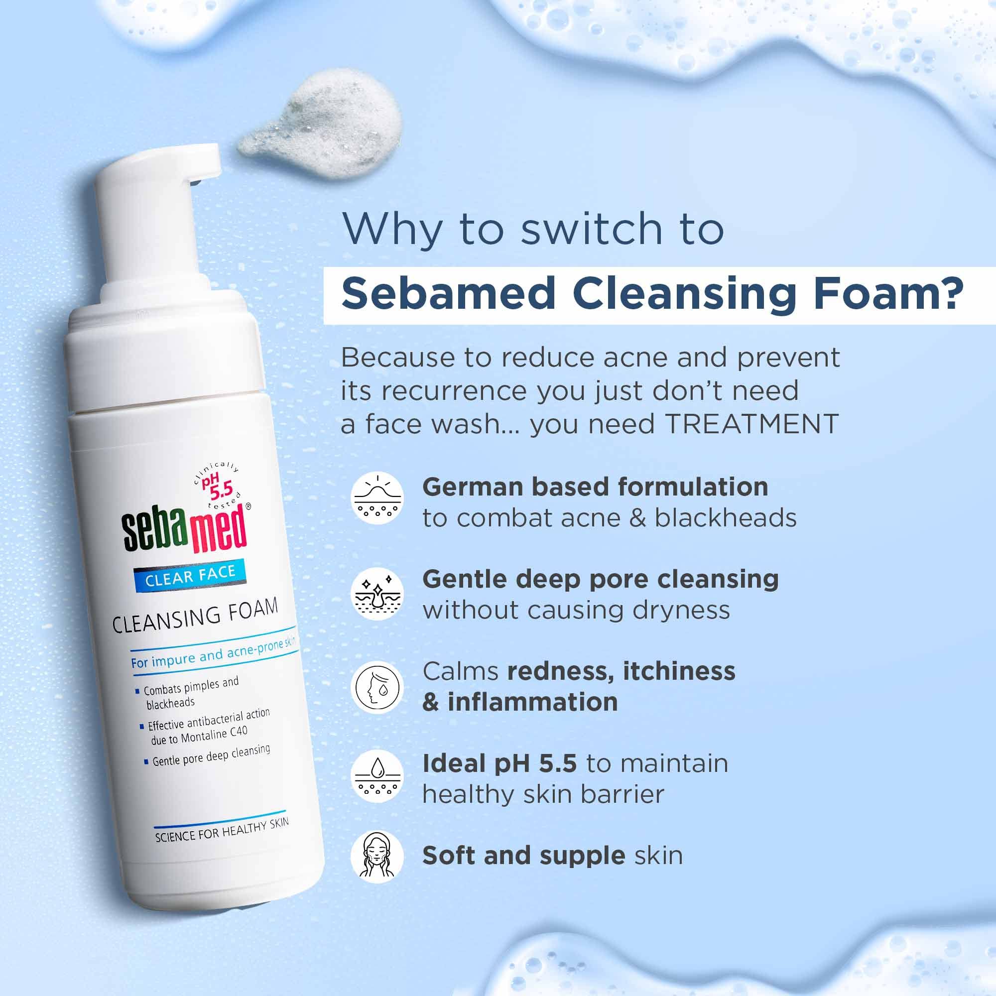 Sebamed Clear Face Cleansing Foam for Acne prone Skin 50 ml I pH 5.5 I Gentle, Effective hydrating cleanser for pimples – view 3