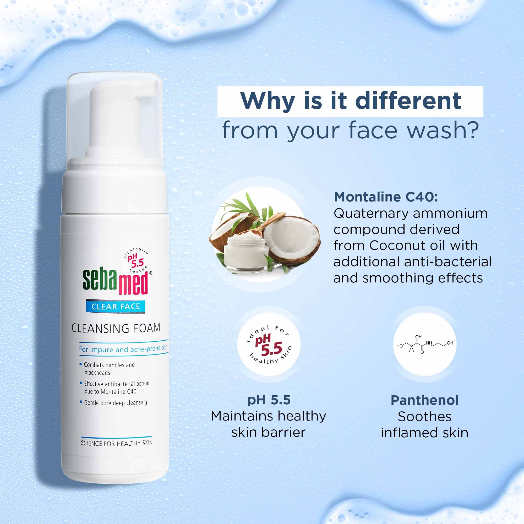 Sebamed Clear Face Cleansing Foam for Acne prone Skin 50 ml I pH 5.5 I Gentle, Effective hydrating cleanser for pimples – view 4