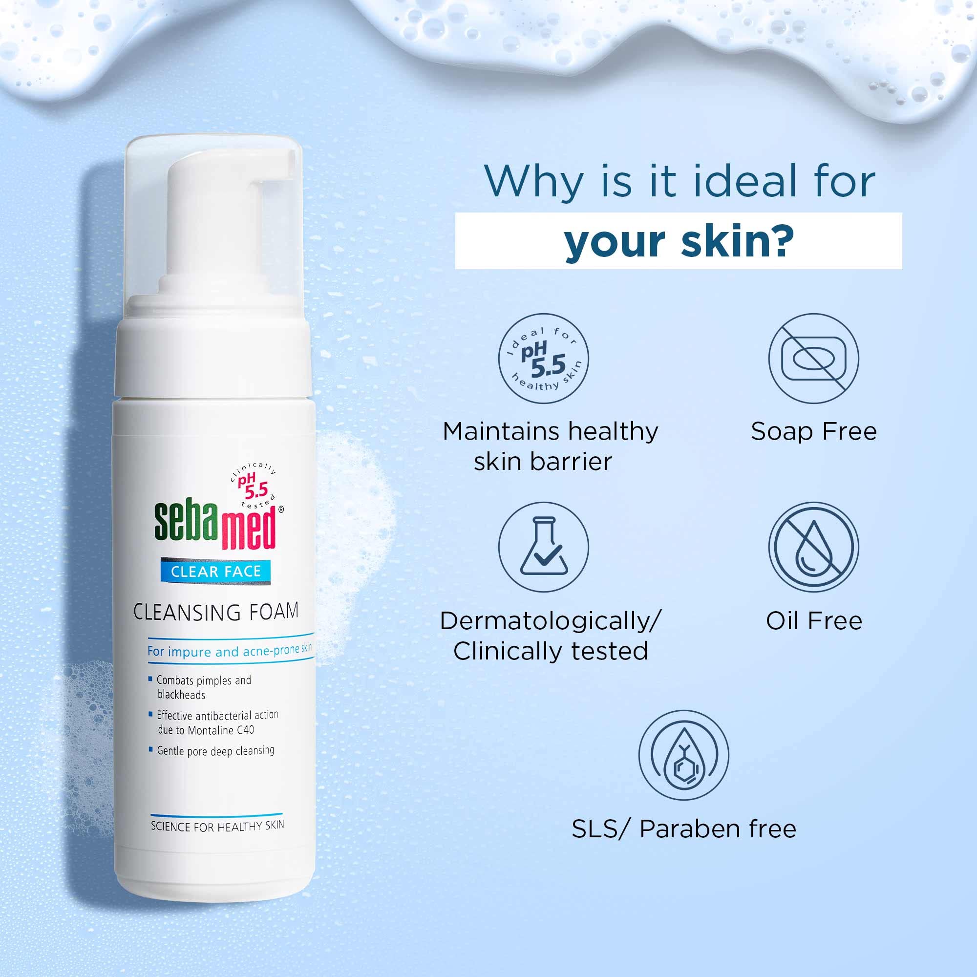 Sebamed Clear Face Cleansing Foam for Acne prone Skin 50 ml I pH 5.5 I Gentle, Effective hydrating cleanser for pimples – view 5
