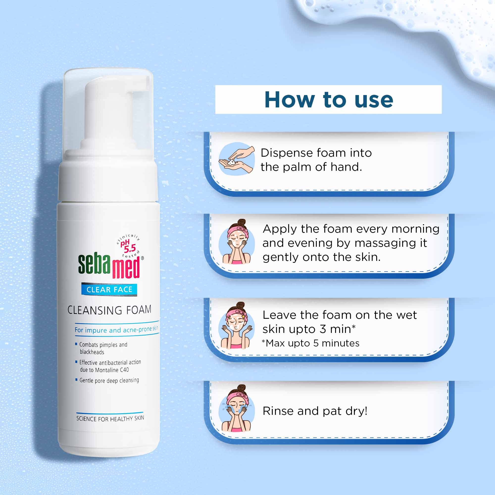 Sebamed Clear Face Cleansing Foam for Acne prone Skin 50 ml I pH 5.5 I Gentle, Effective hydrating cleanser for pimples – view 6