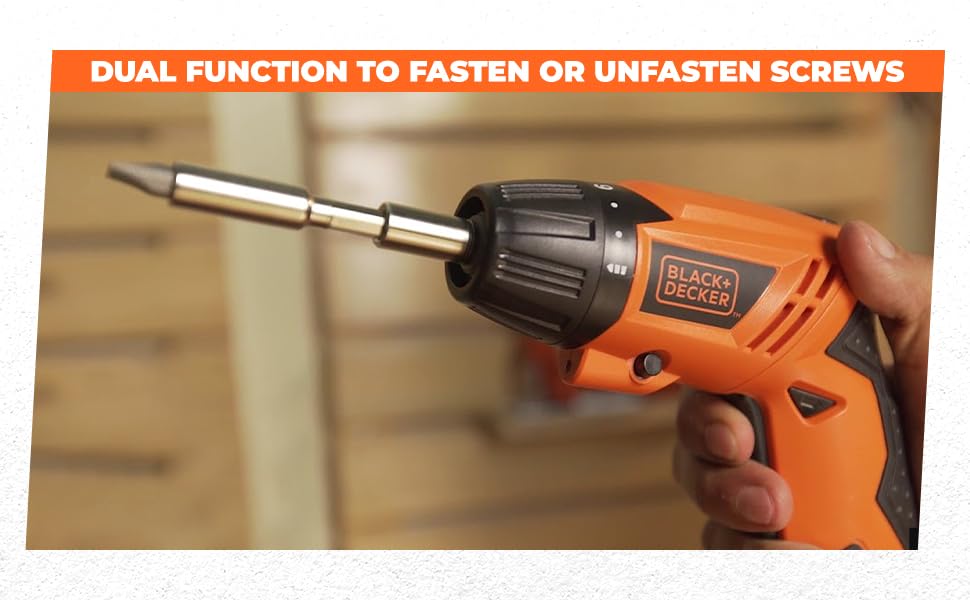 BLACK+DECKER KC4815 4.8V 200 RPM Cordless Screwdriver Set Ni-Cd (Nickel-Cadmium) with LED Worklight, 15-pieces Screw Bits Set & Adjustable Torque for Home & DIY Use, 1 Year Warranty, ORANGE & BLACK – view 6