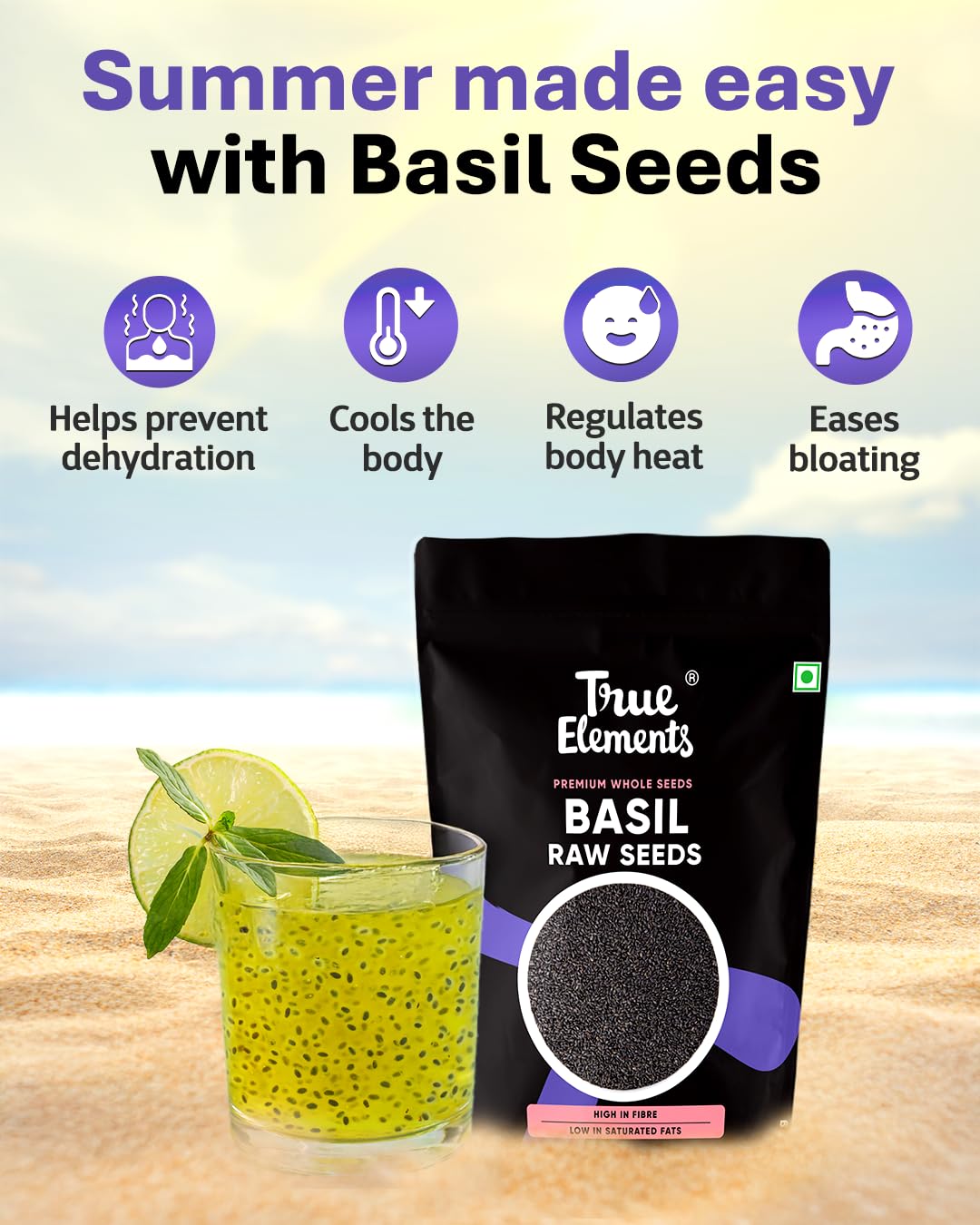 True Elements Basil Seeds 500g - Sabja Seeds – view 5