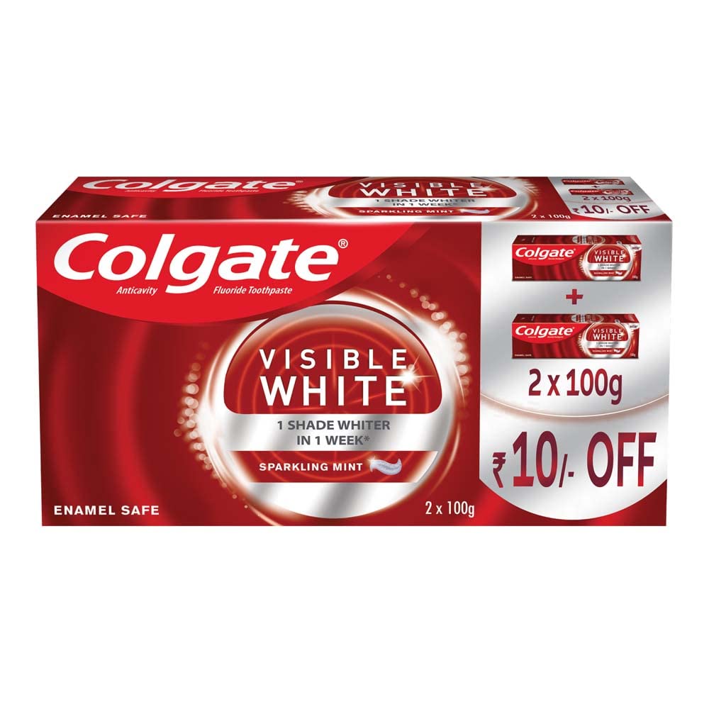 Colgate MaxFresh Toothpaste Blue Gel Paste with Menthol for Super Fresh Breath 300g & Colgate Visible White Teeth Whitening Toothpaste, Protects Enamel, Removes Stain, With Whitening Accelerators 200g – view 5