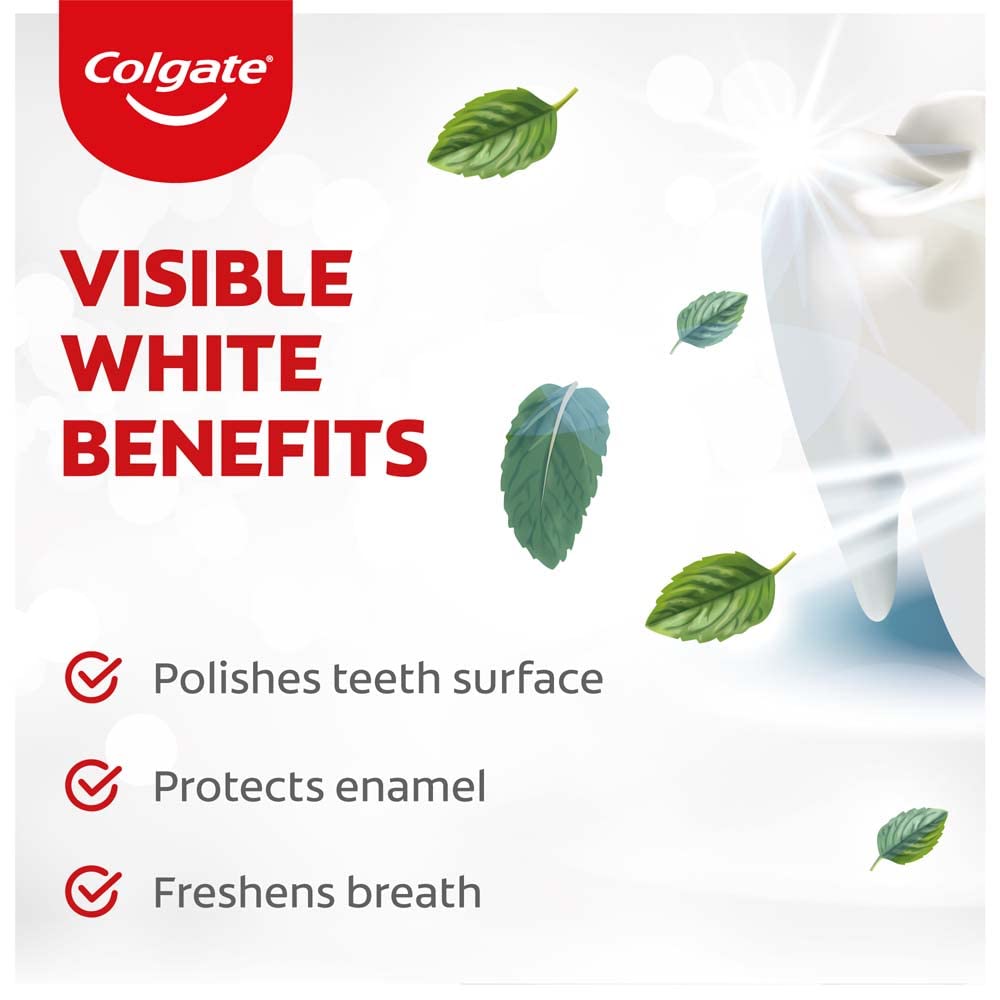 Colgate MaxFresh Toothpaste Blue Gel Paste with Menthol for Super Fresh Breath 300g & Colgate Visible White Teeth Whitening Toothpaste, Protects Enamel, Removes Stain, With Whitening Accelerators 200g – view 7