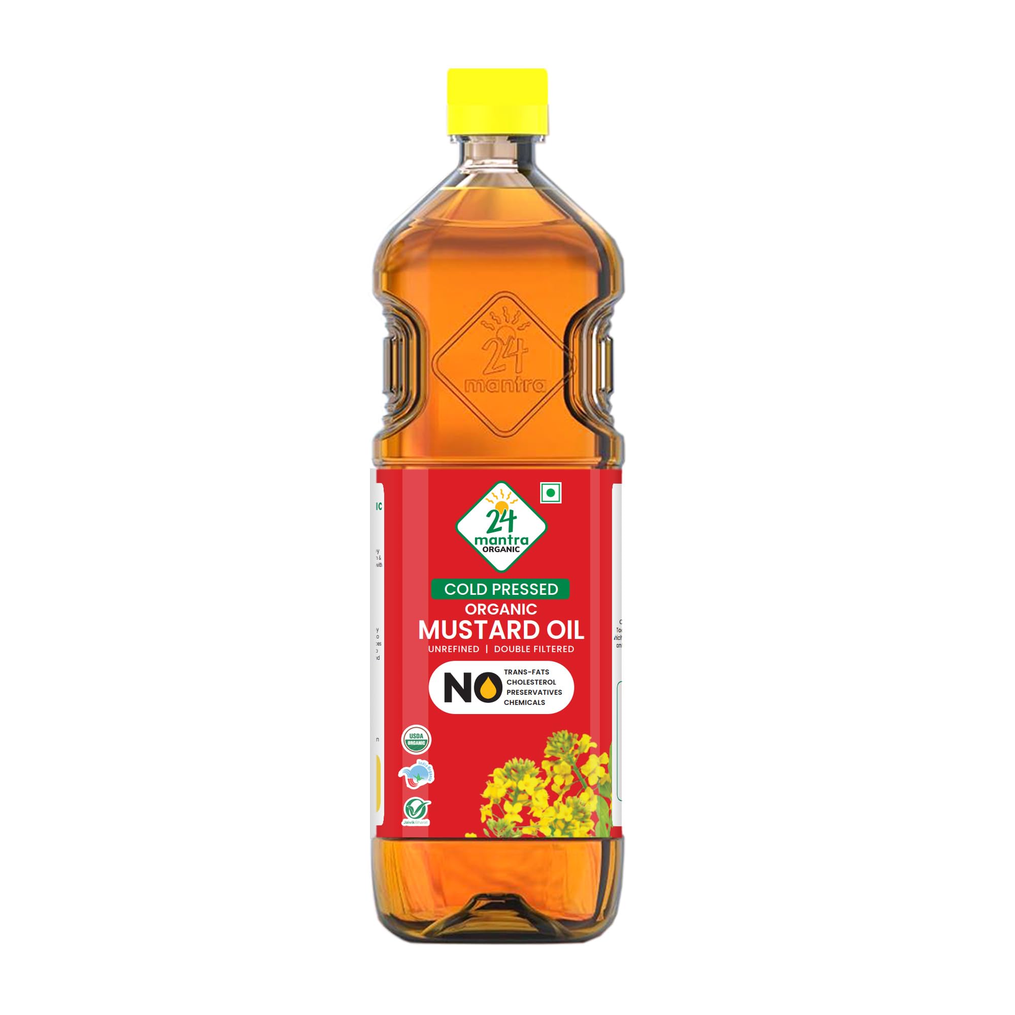 24 Mantra Organic mustard oil one liter packaging front view