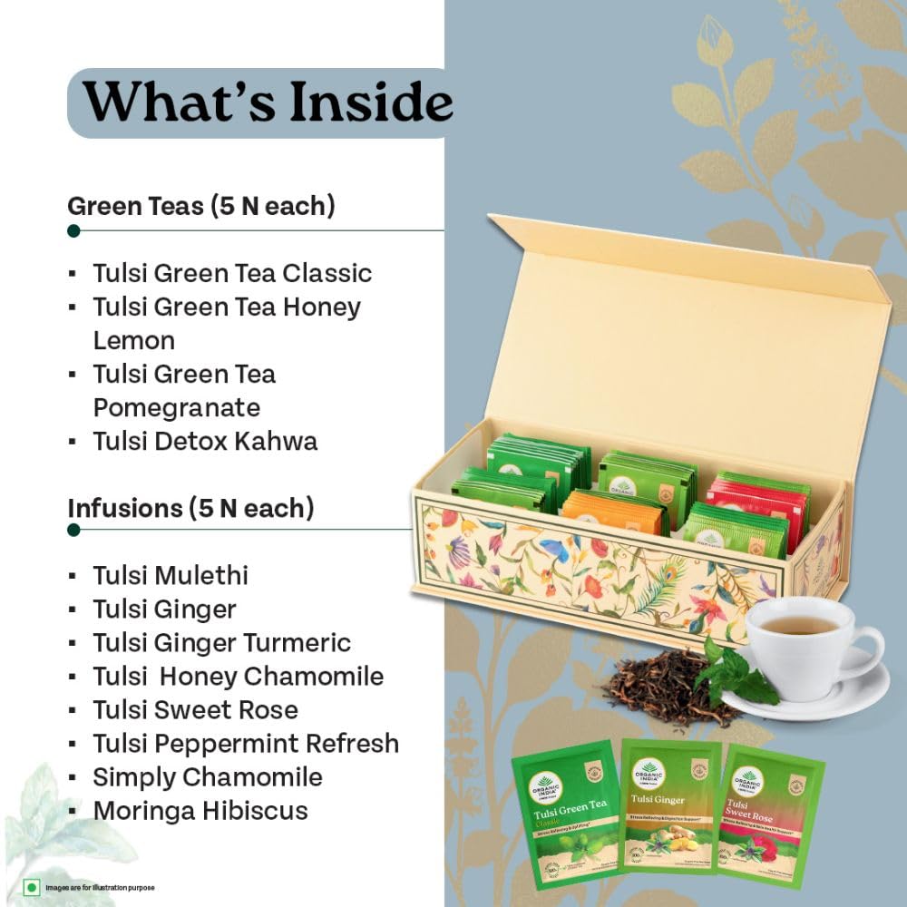A TATA Product - Organic India Premium Speciality Tulsi Tea Gift Box (60 Assorted Teabags, 12 Flavors) – view 3
