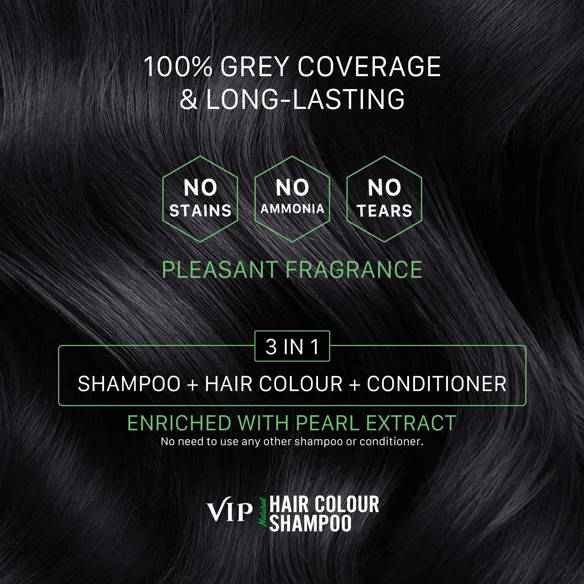 VIP HAIR COLOUR SHAMPOO 180ml Black for Men & Women – view 8