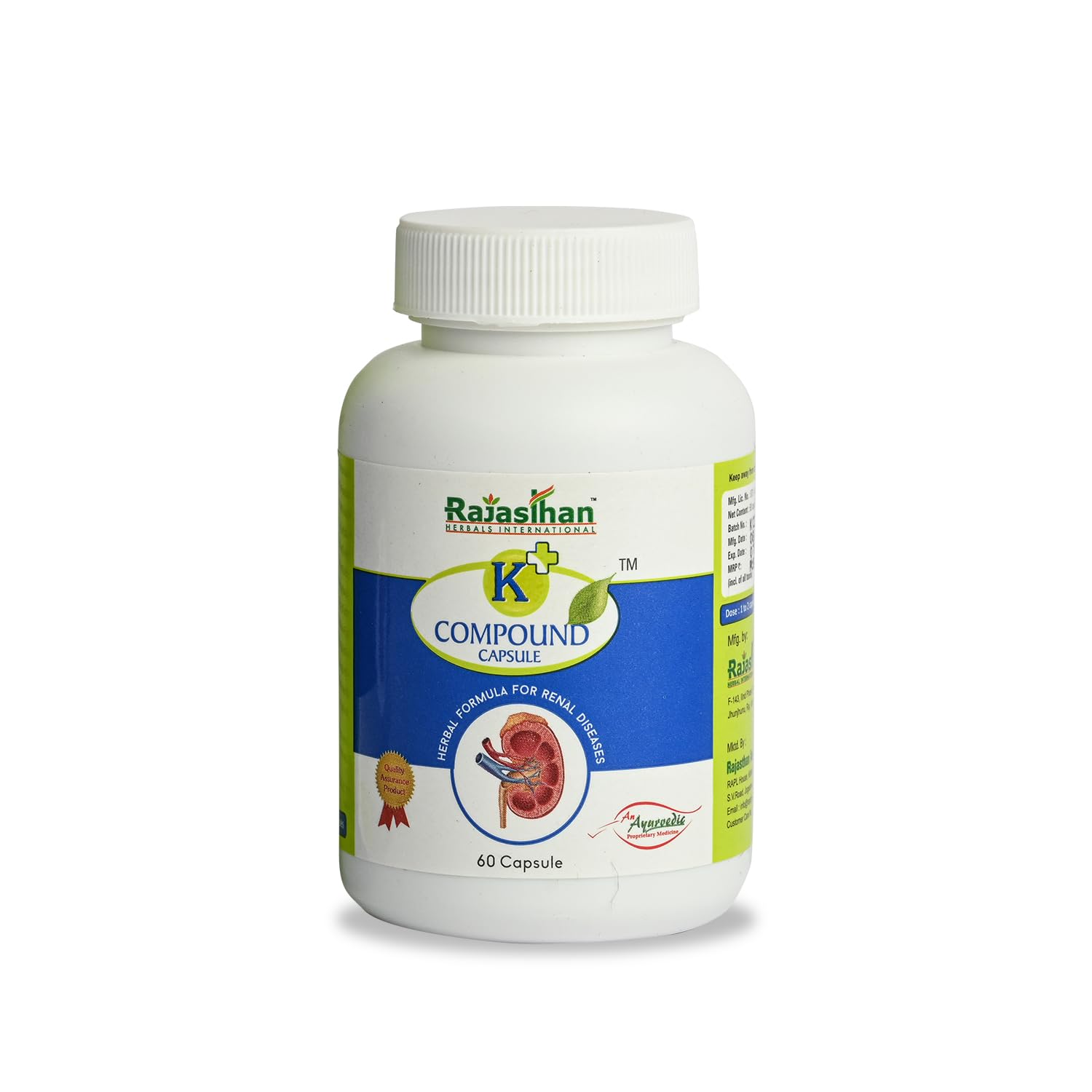 Front view of K+ Compound kidney support capsule pack