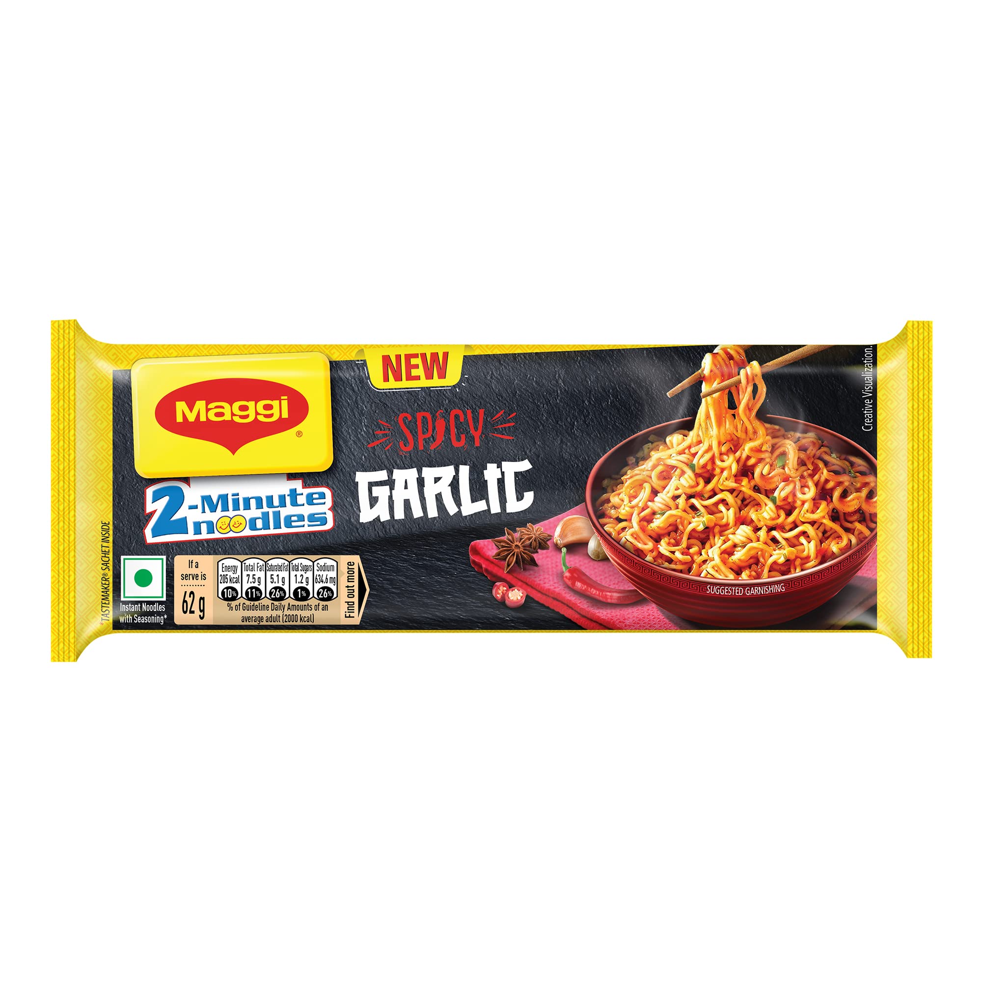MAGGI 2-Minute Spicy Garlic Noodles, Easy to Cook Instant Noodles, Tasty Twist of Spicy & Garlic, 248g – view 2