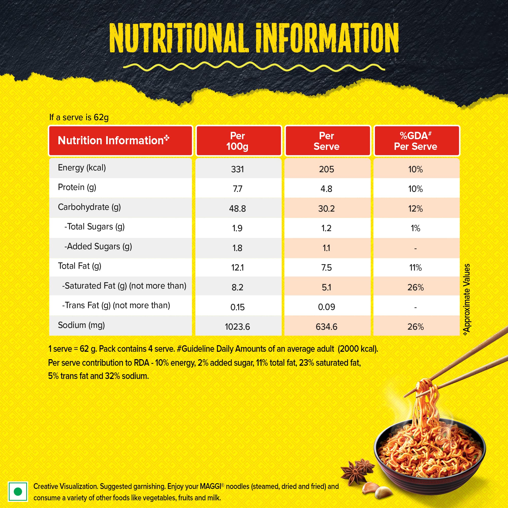 MAGGI 2-Minute Spicy Garlic Noodles, Easy to Cook Instant Noodles, Tasty Twist of Spicy & Garlic, 248g – view 5