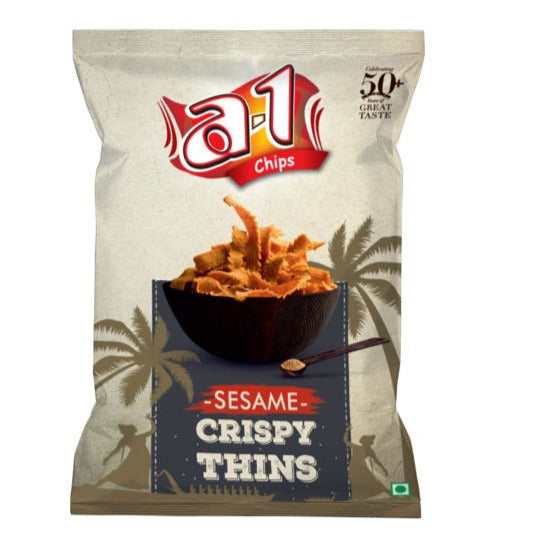 Sesame ribbon pakoda snacks by A-1 Chips in three packs