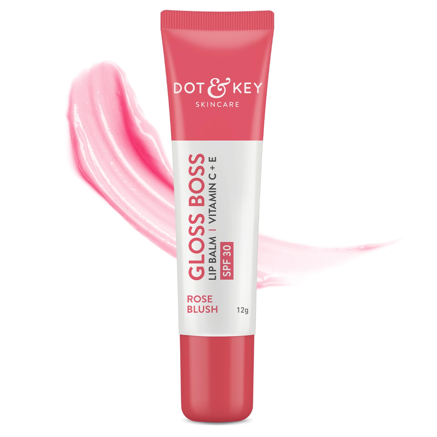 Glossy rose blush tinted lip balm from DOT & KEY