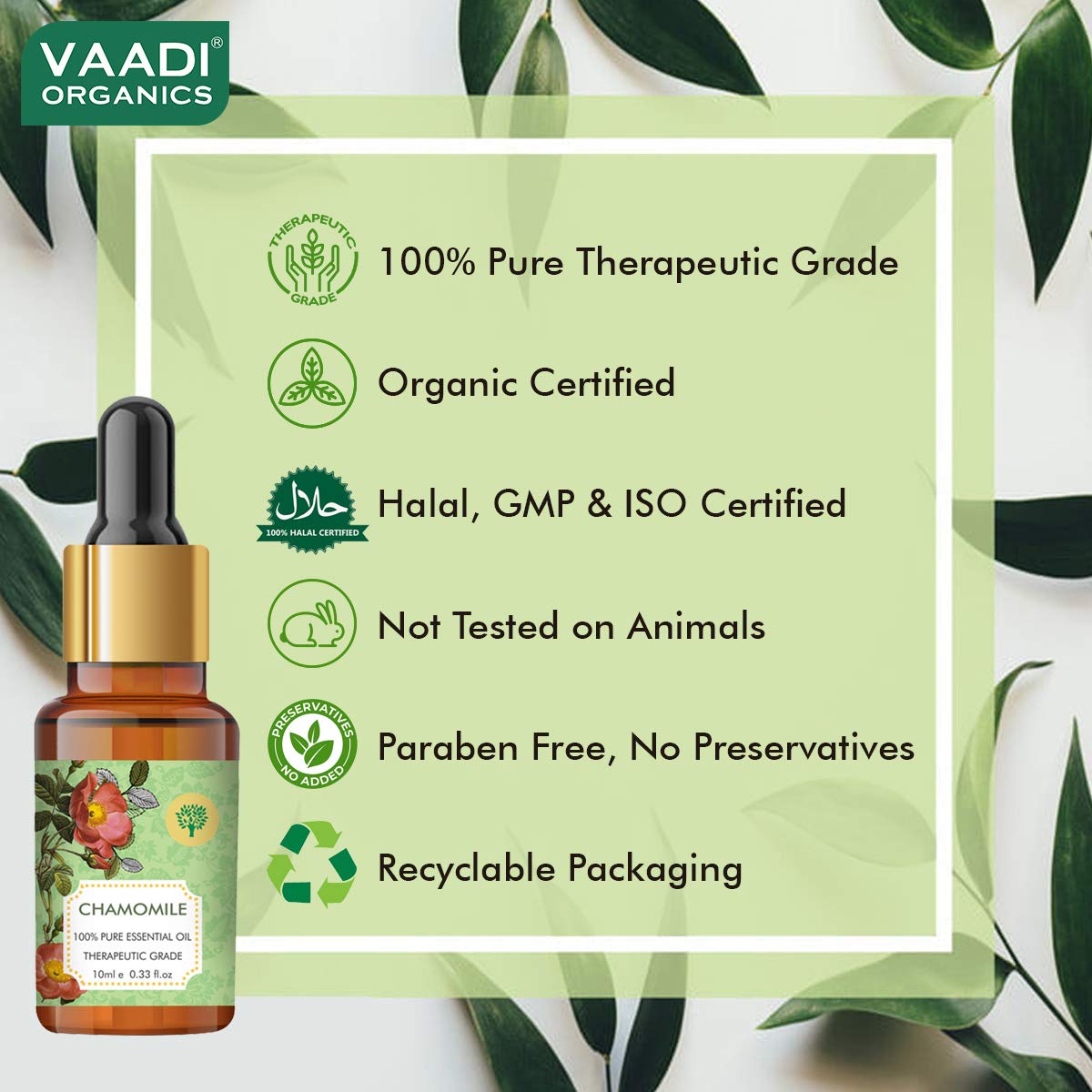 VAADI HERBALS Chamomile Essential Oil - Reduces Blemishes, Evens Skin Tone - Relieves Stress, Better Sleep - 100% Pure Therapeutic Grade, 10 ml – view 5