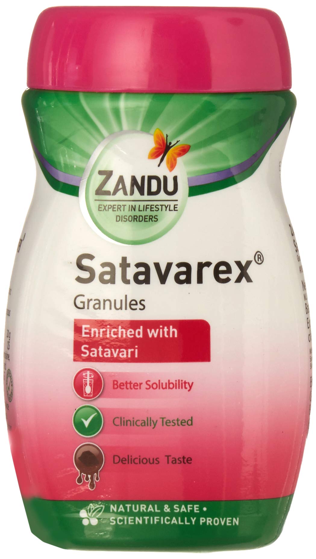 Front view of Zandu Satavarex Granules 210g bottle