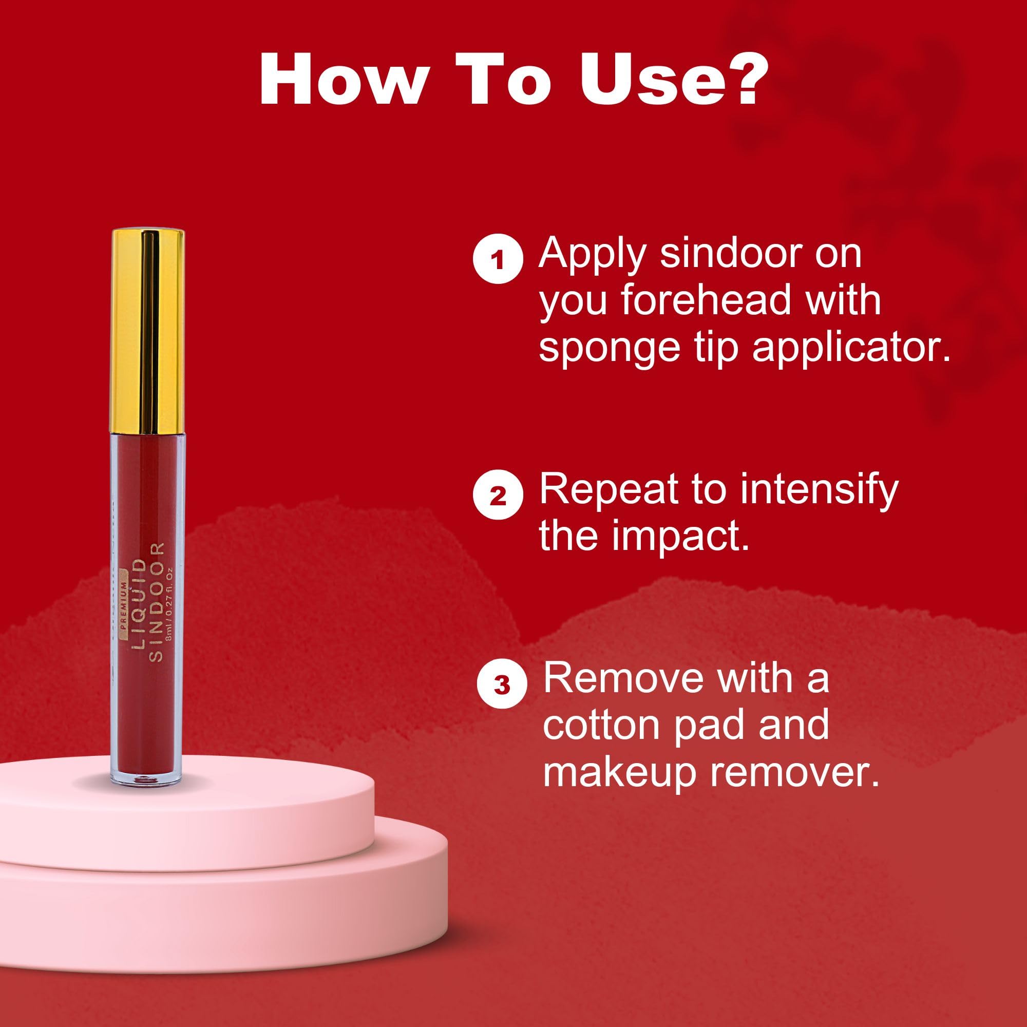 Organic Netra Liquid Sindoor Kumkum Waterproof Long Lasting Smudge Proof Pure and Natural Maroon Color Enriched with Organic Ingredients 8ml (Red) – view 3