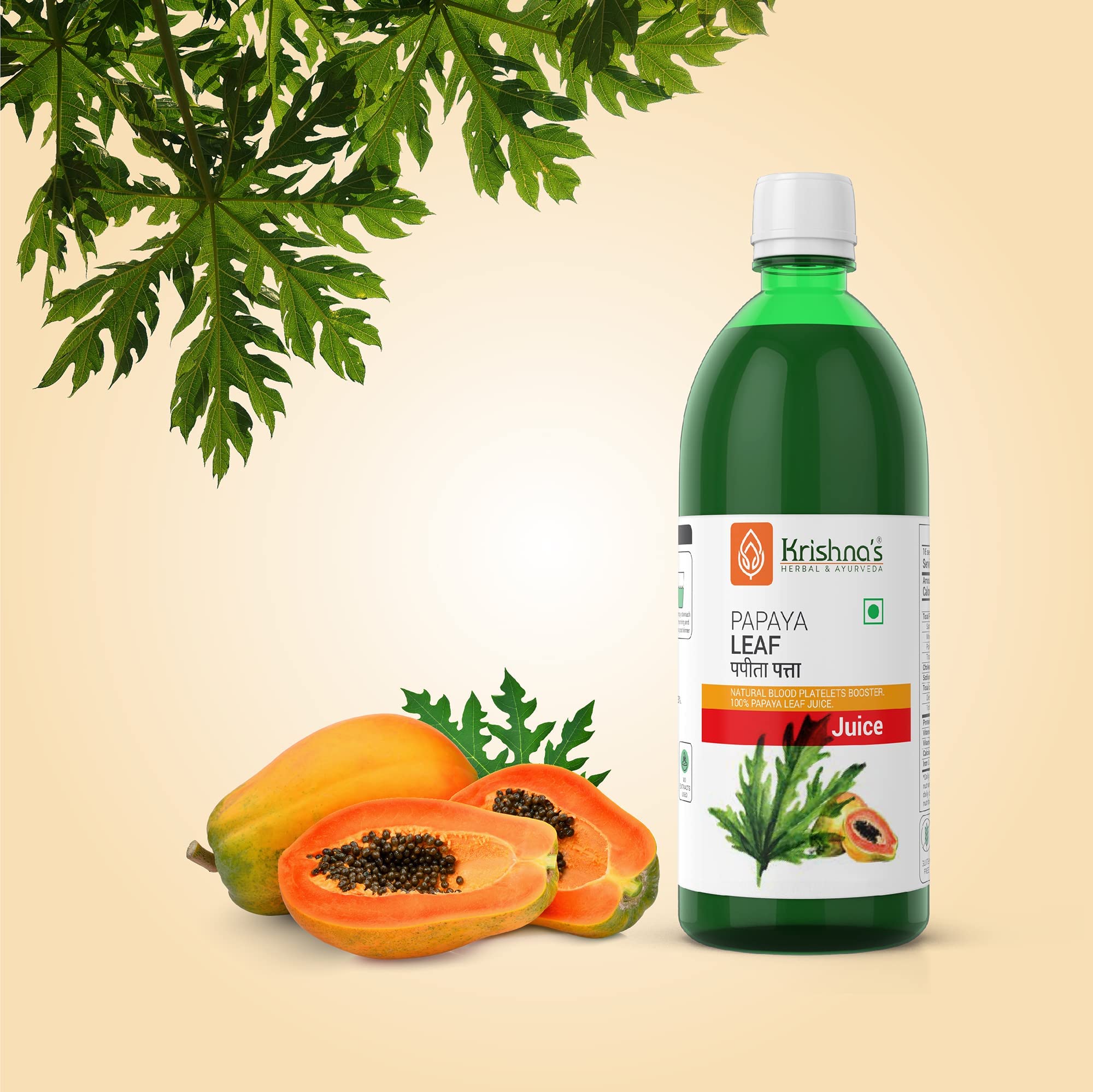 KRISHNA'S HERBAL & AYURVEDA Papaya Leaf Juice-1000 Ml Fresh Papaya Leaves Helps To Boost Platelets Count – view 3
