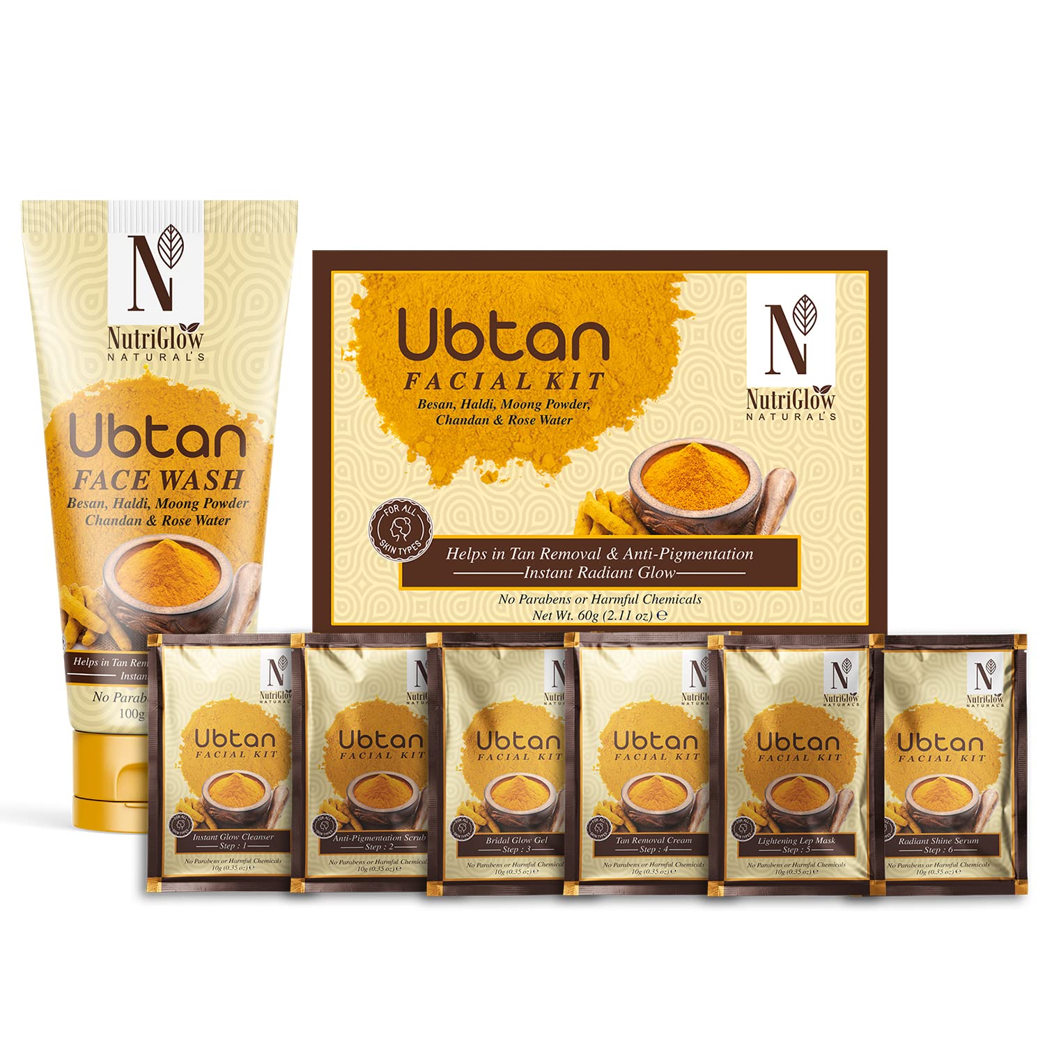 NutriGlow Natural's ubtan skincare duo with face wash and facial kit