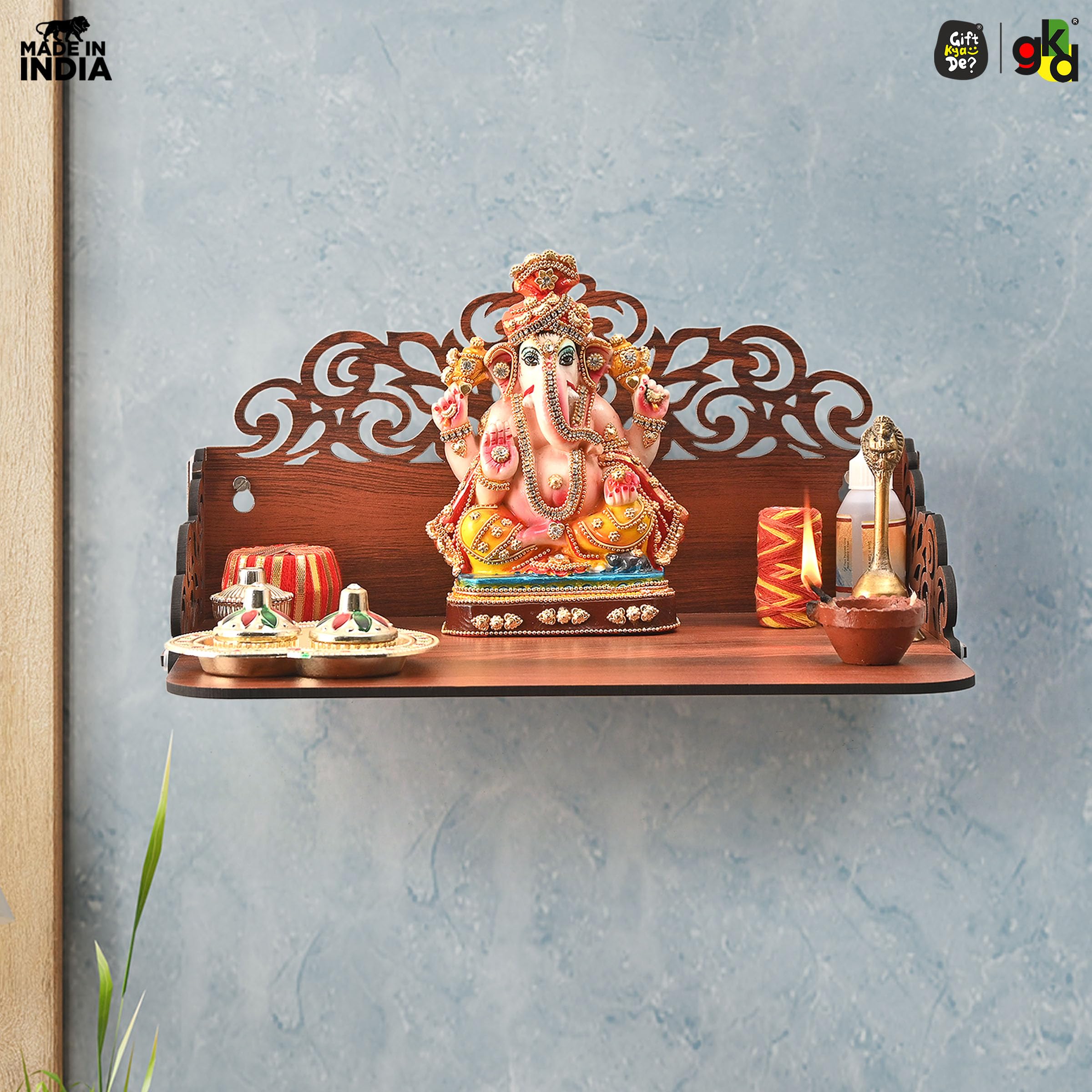 Gift Kya De Wooden Pooja Mandir for Home Wall – view 2