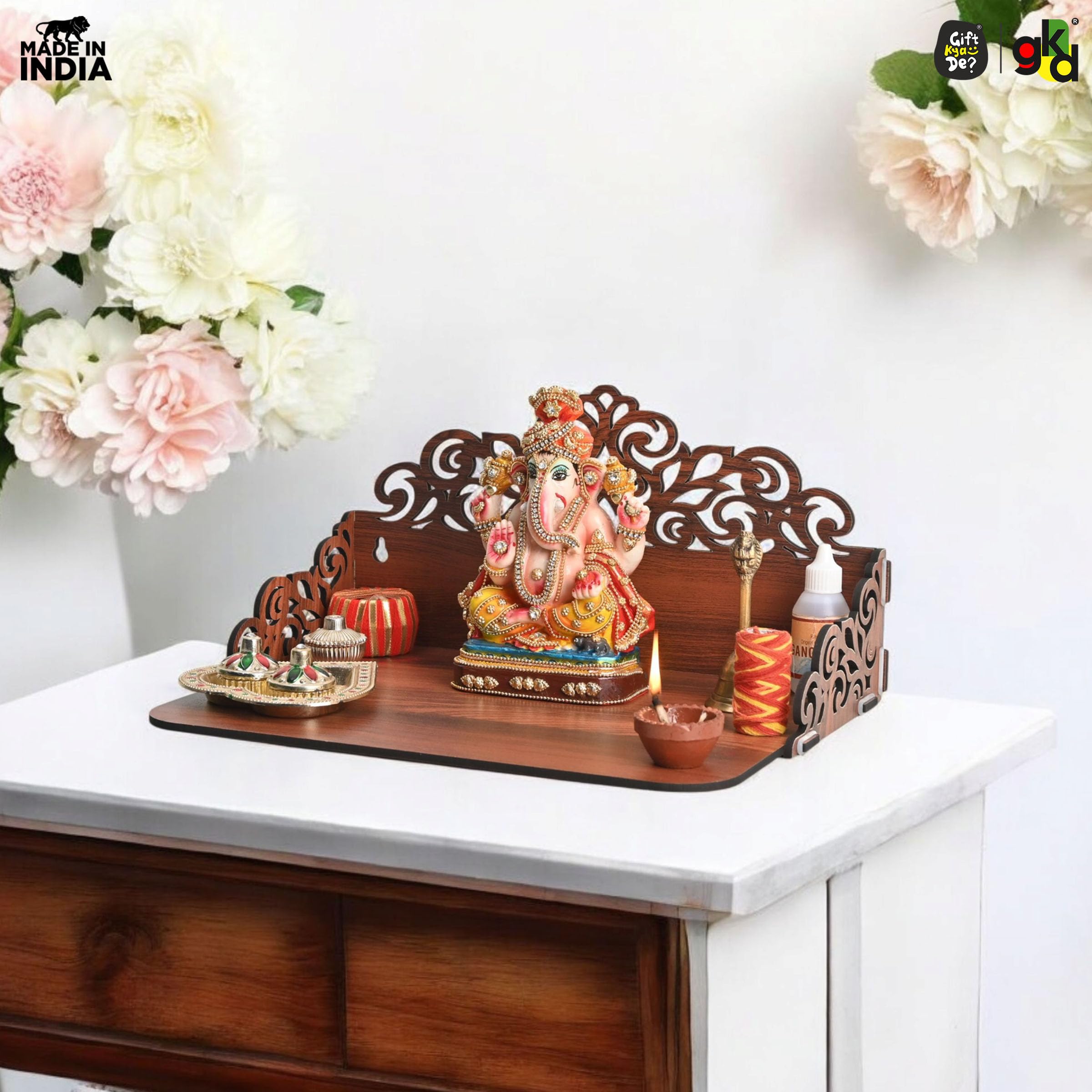 Gift Kya De Wooden Pooja Mandir for Home Wall – view 3