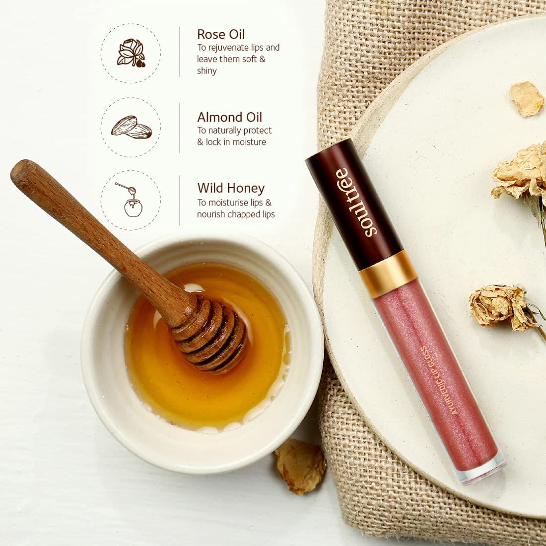SoulTree Ayurvedic Lip Gloss - Rose Dew Colour(206), 5 g – view 5