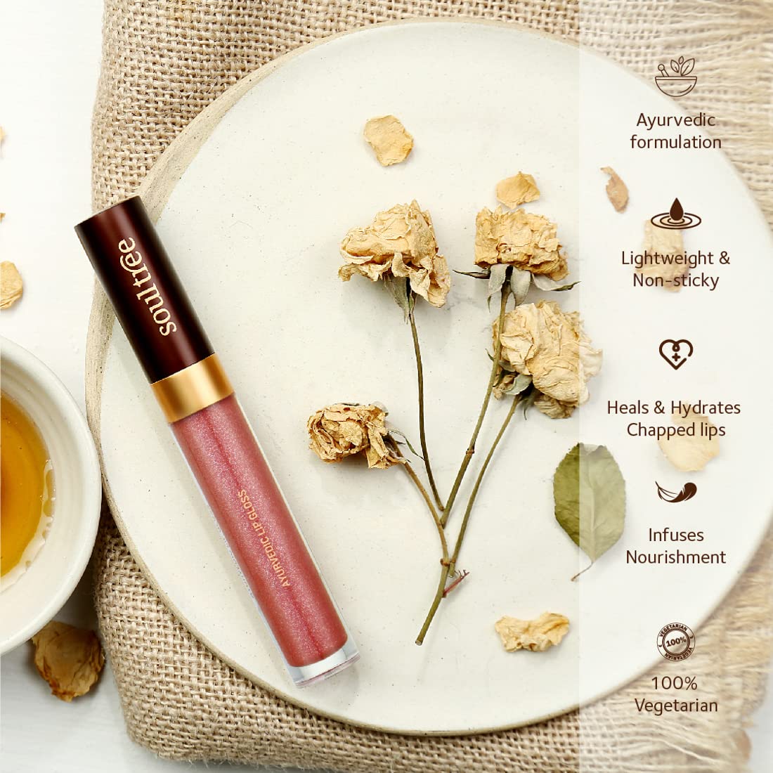 SoulTree Ayurvedic Lip Gloss - Rose Dew Colour(206), 5 g – view 6