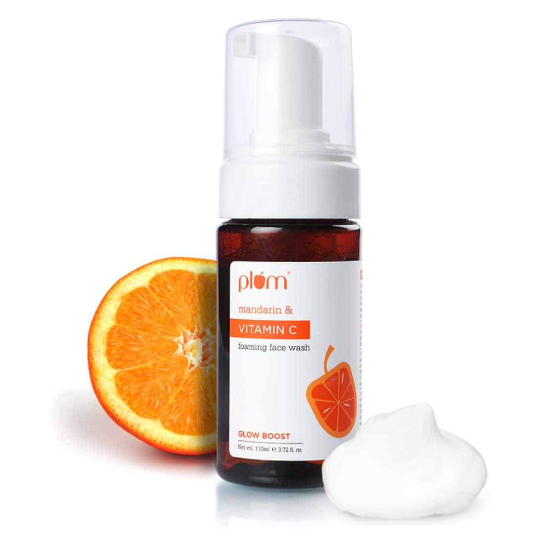 Plum Vitamin C face wash foaming bottle front view 110 ml