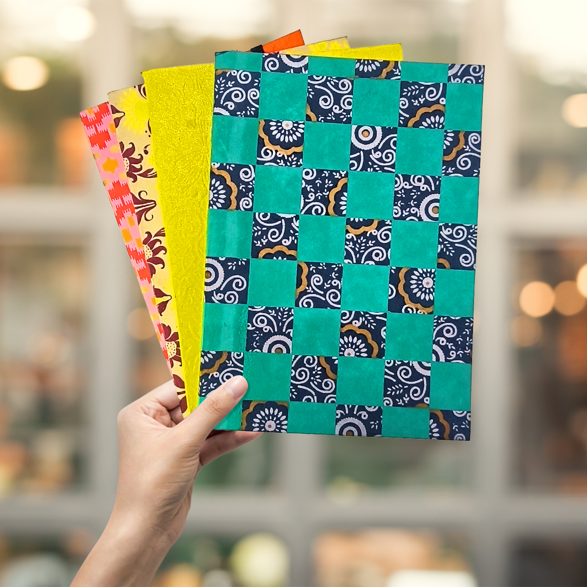 NeuOrigin Handcrafted Notebooks - Artistic Design, Tassels & Bookmark, Premium Paper (41 Pages, 15x21x1 cm) - Portable & Aesthetic Indian Handmade Journals, Pack of 4 – view 4