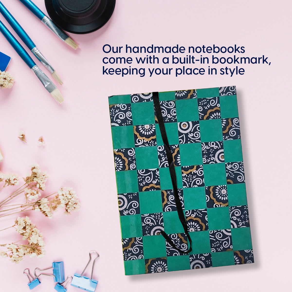 NeuOrigin Handcrafted Notebooks - Artistic Design, Tassels & Bookmark, Premium Paper (41 Pages, 15x21x1 cm) - Portable & Aesthetic Indian Handmade Journals, Pack of 4 – view 8