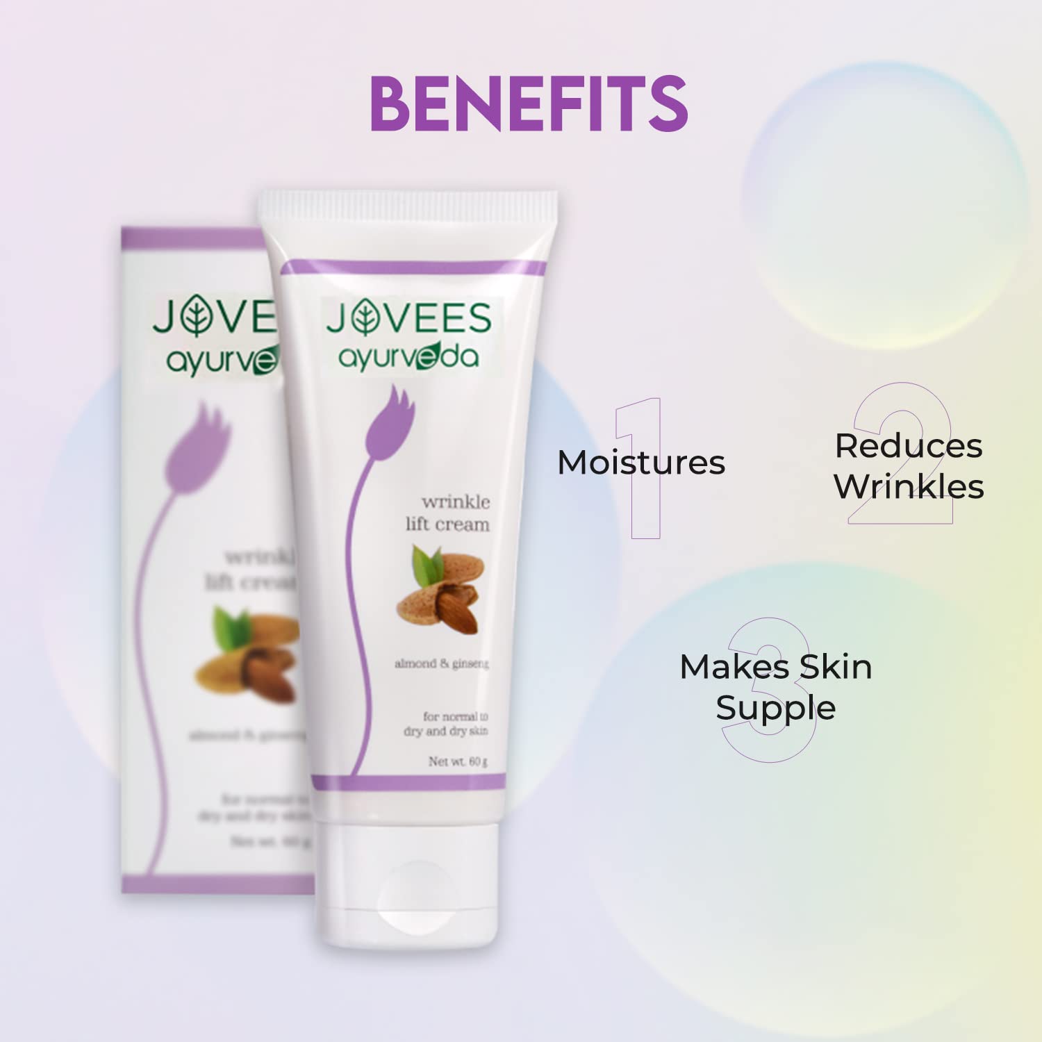 Jovees Herbal Almond & Ginseng Wrinkle Lift Face Cream, 60 gms – view 6