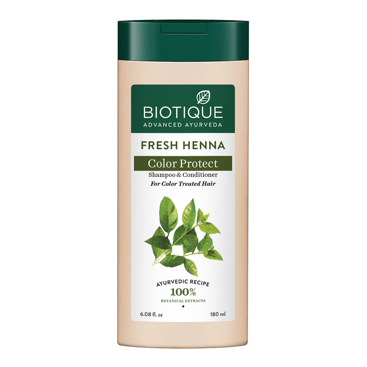 Front view of Biotique henna shampoo and conditioner, 180 ml