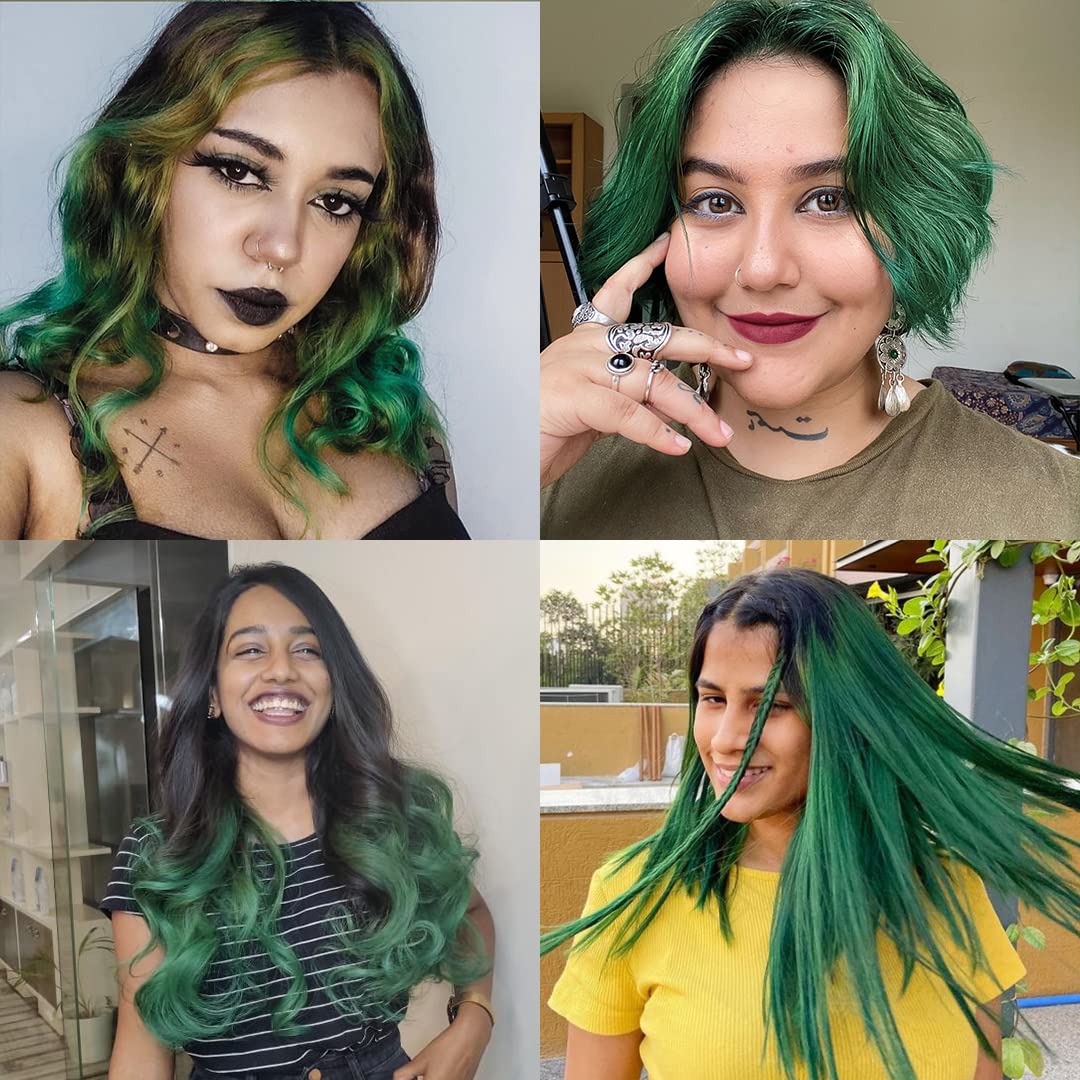 Paradyes Semi-permanent Mayeri Green DIY Conditioner Based Hair Colour 120 gm and Lighten Up! Bleach Pack 30 Vol. for all Hair Types – view 2