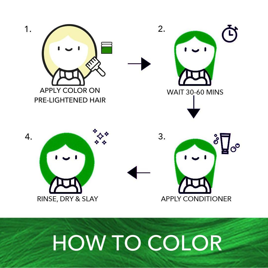 Paradyes Semi-permanent Mayeri Green DIY Conditioner Based Hair Colour 120 gm and Lighten Up! Bleach Pack 30 Vol. for all Hair Types – view 5