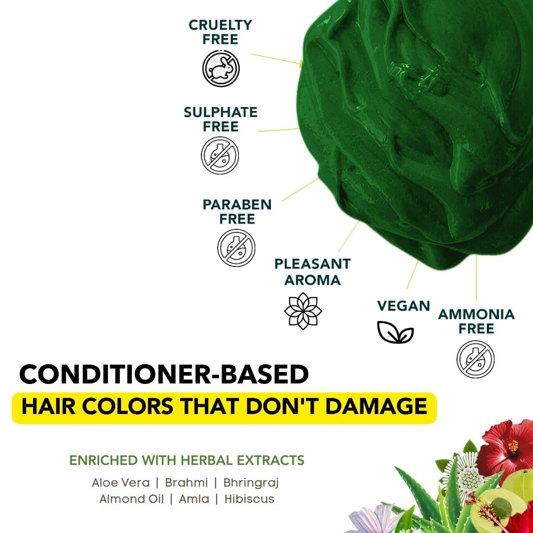 Paradyes Semi-permanent Mayeri Green DIY Conditioner Based Hair Colour 120 gm and Lighten Up! Bleach Pack 30 Vol. for all Hair Types – view 6