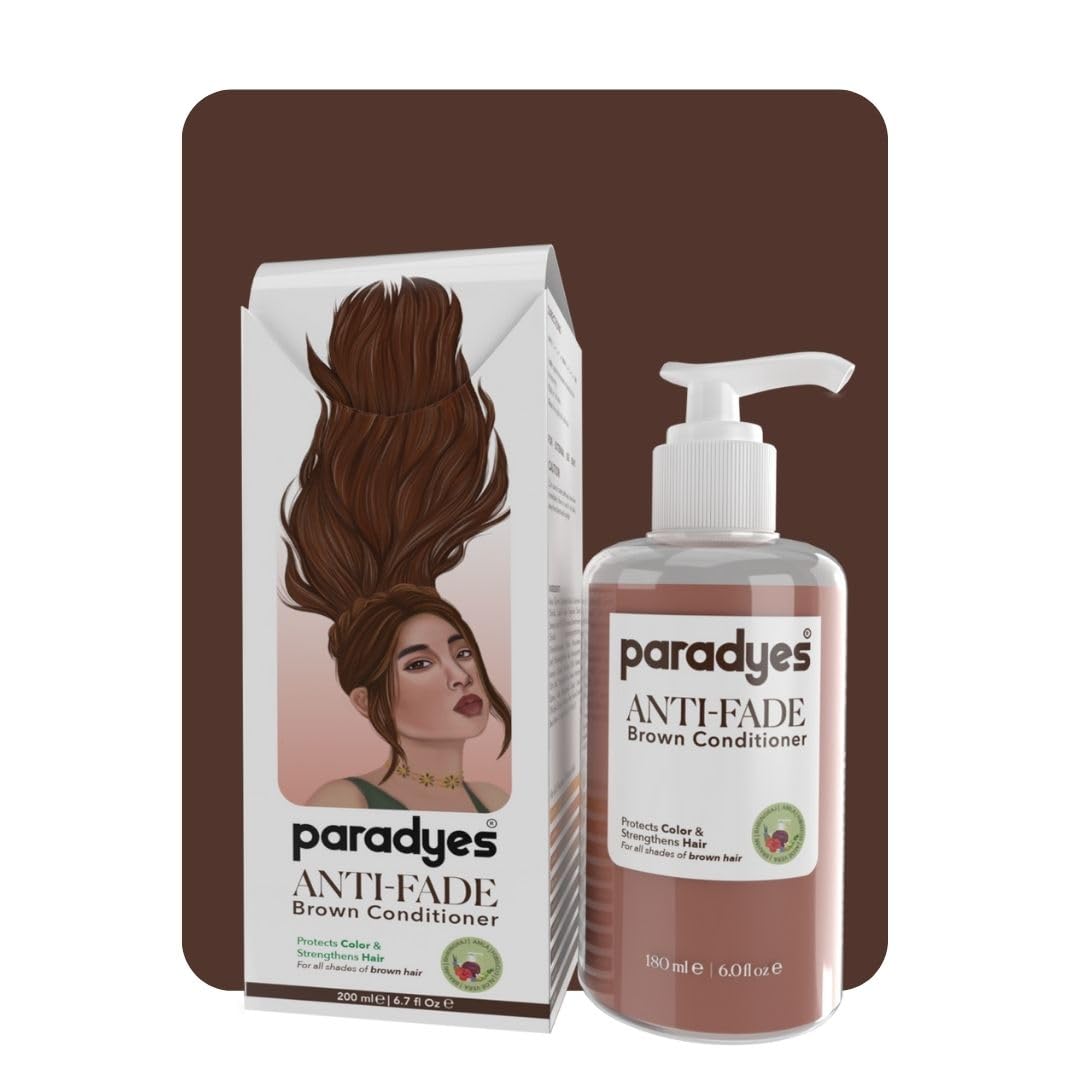 Front view of Paradyes brown color conditioner, fresh 180 ml