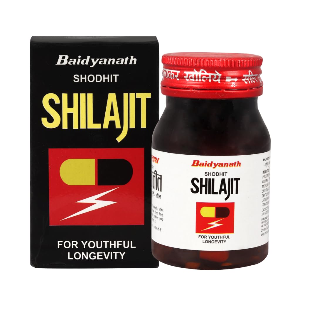 Baidyanath Shodhit Shilajit capsules bottle front packaging