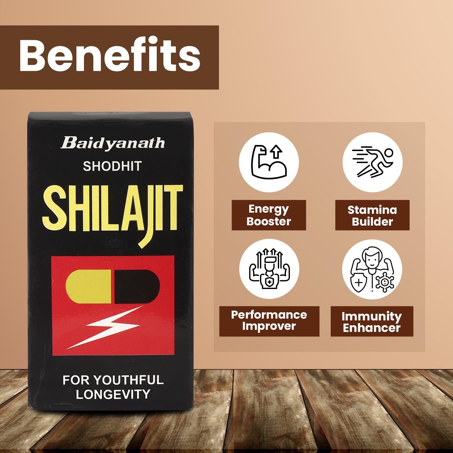 Baidyanath Shodhit Shilajit Capsules (30 Capsules) – view 7