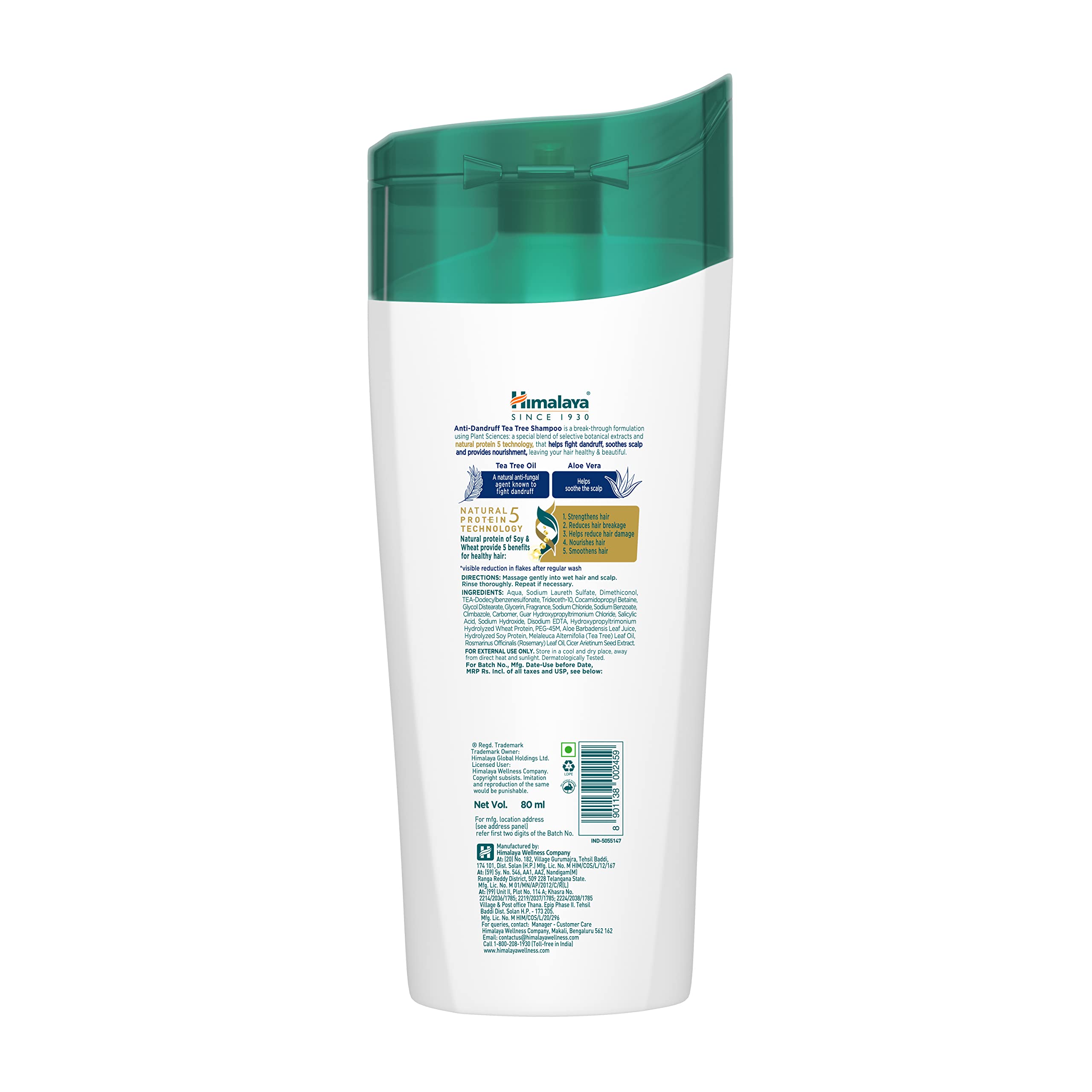 Himalaya Anti-Dandruff Tea Tree Shampoo, Removes up to 100% Dandruff, Soothes Scalp & Nourishes Hair, with Tea Tree oil and Aloe Vera, for men and women, 80ml – view 9