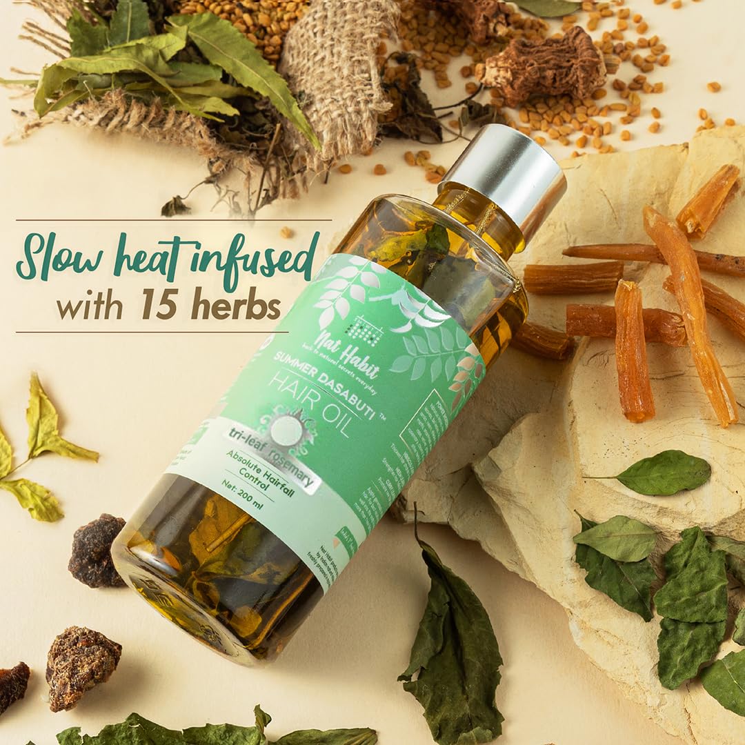 Nat Habit Tri-Leaf Rosemary Hair Oil For Men & Women Hairfall Reduction, Suitable For All Hair Types, No Paraffin, Mineral Oil, Preservatives & Chemicals, 100ml – view 5