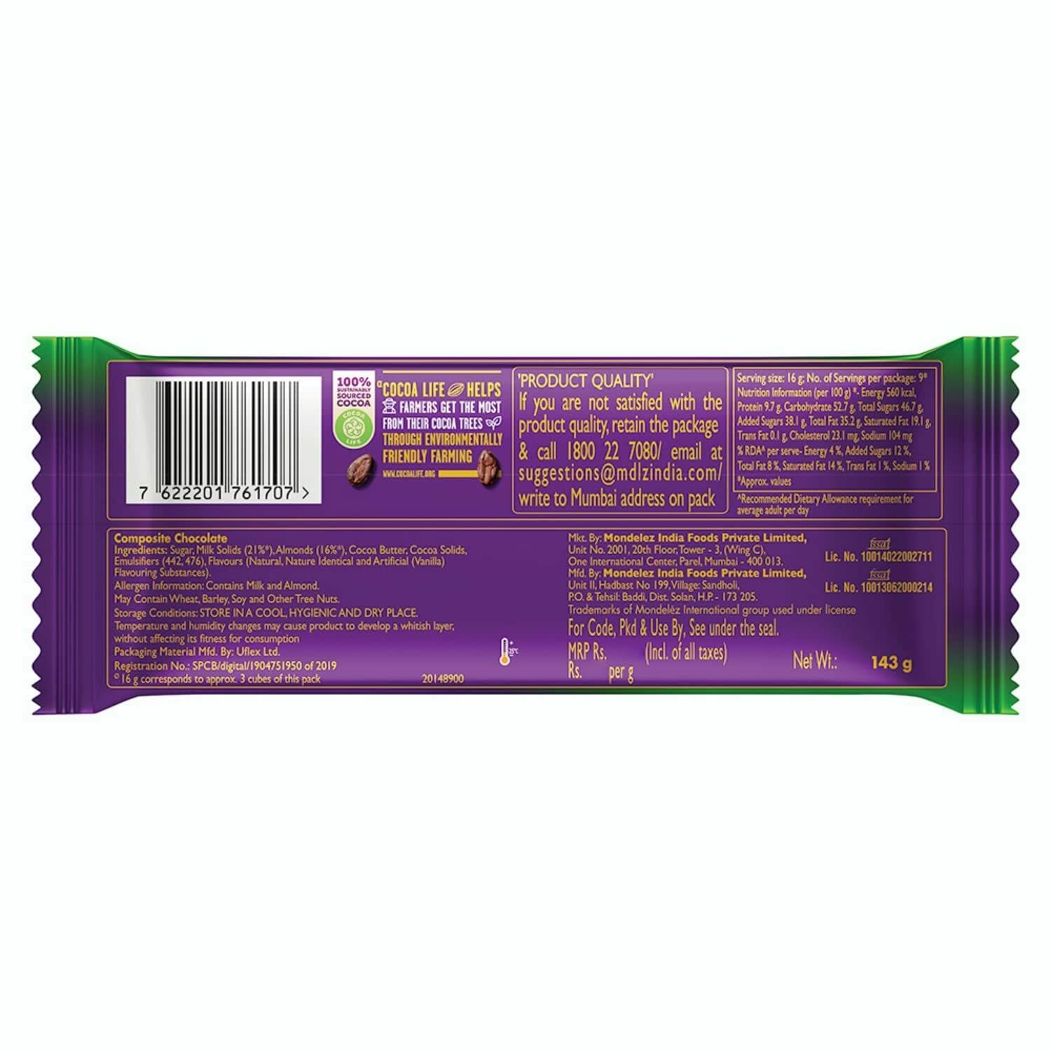 Cadbury Dairy Milk Silk Roasted Almonds Chocolate Bar, Pack Of 3 X 143G – view 7