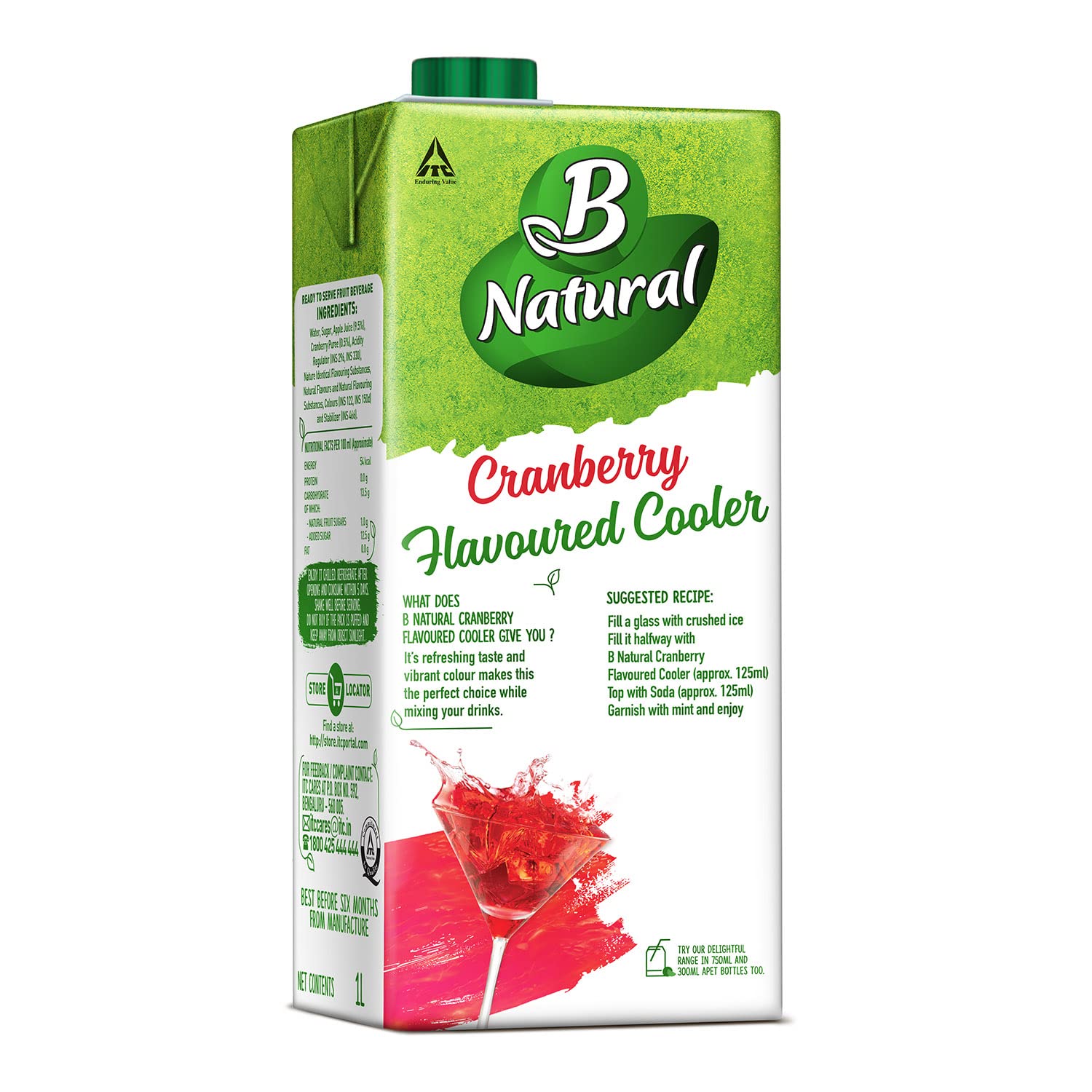 B Natural Cranberry Flavoured Cooler, 1L – view 2