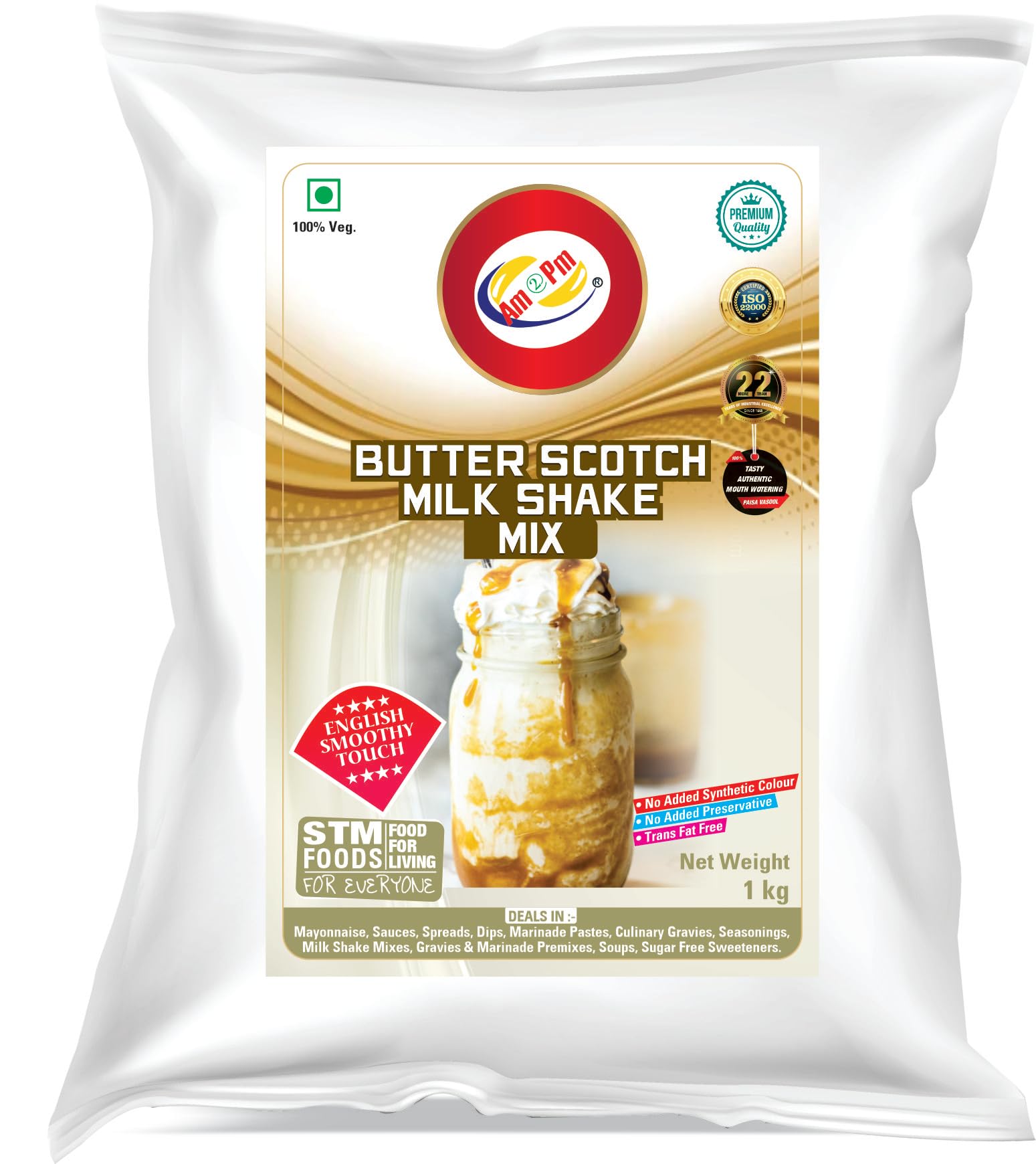 Am 2 Pm - Premium Silky Smoothy Milk Shake Mix, Flavoured Milk shake Premix Powder, Instant Premix Drink Milkshake Powder (Butter Scotch)
