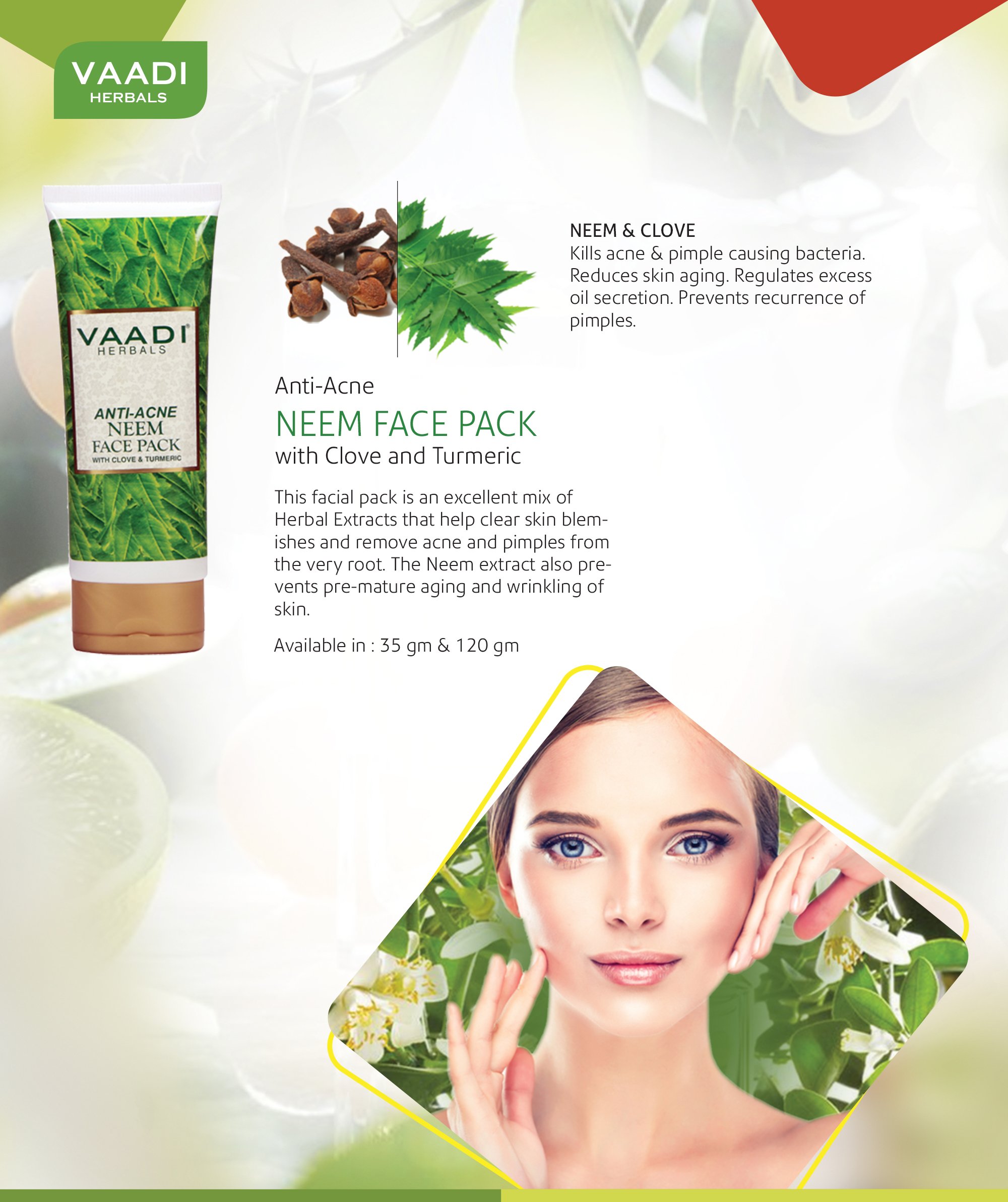 Vaadi Herbals Anti Acne Neem Face Pack with Clove and Turmeric, 120g – view 3