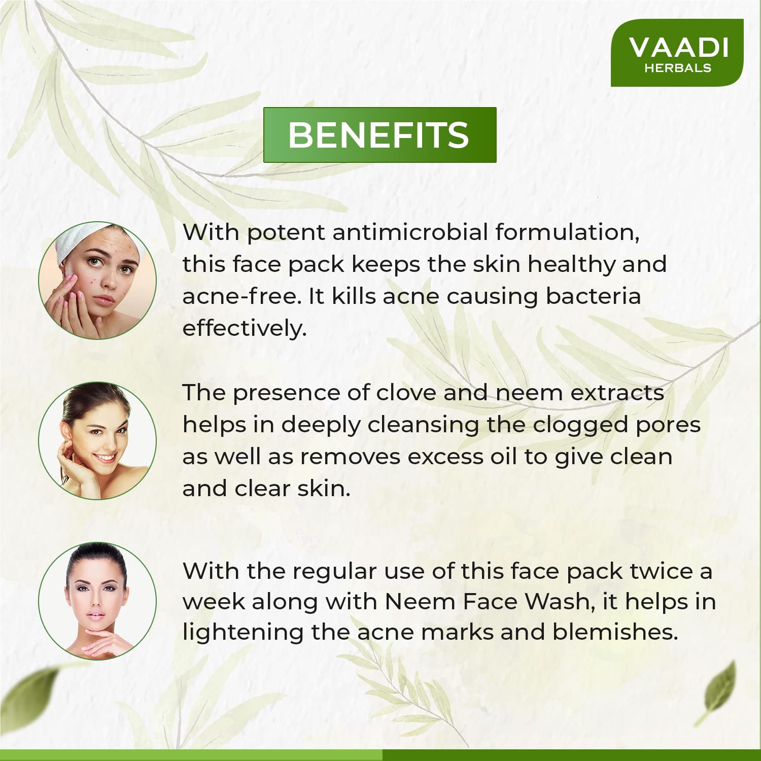Vaadi Herbals Anti Acne Neem Face Pack with Clove and Turmeric, 120g – view 4