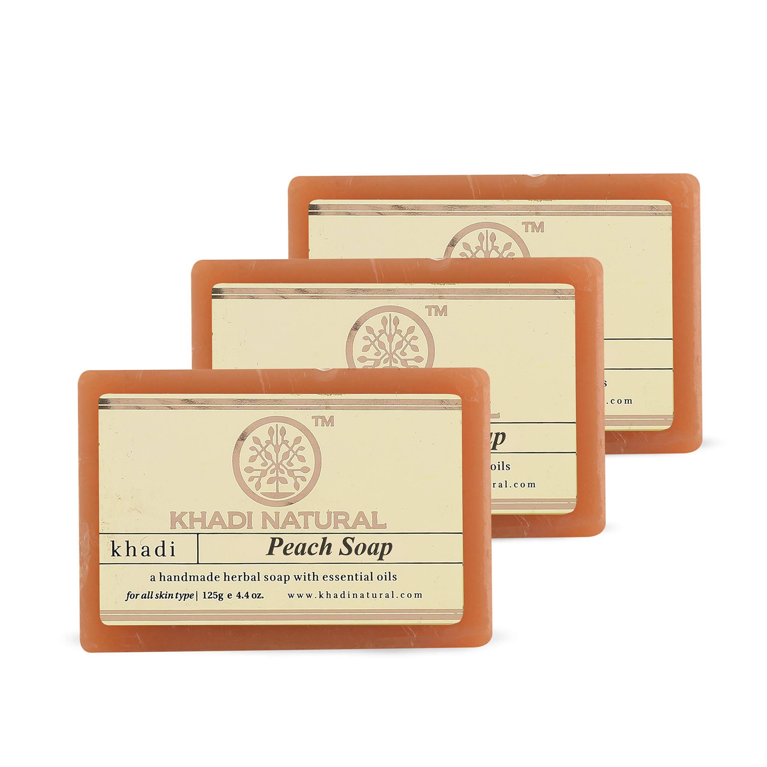 Pack of three peach scented Khadi Natural soap bars