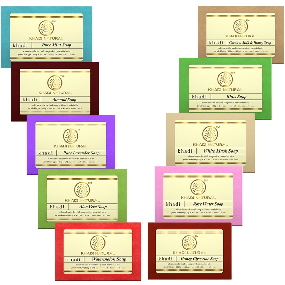 Boxed Khadi Natural handmade essential oil soap bars assortment