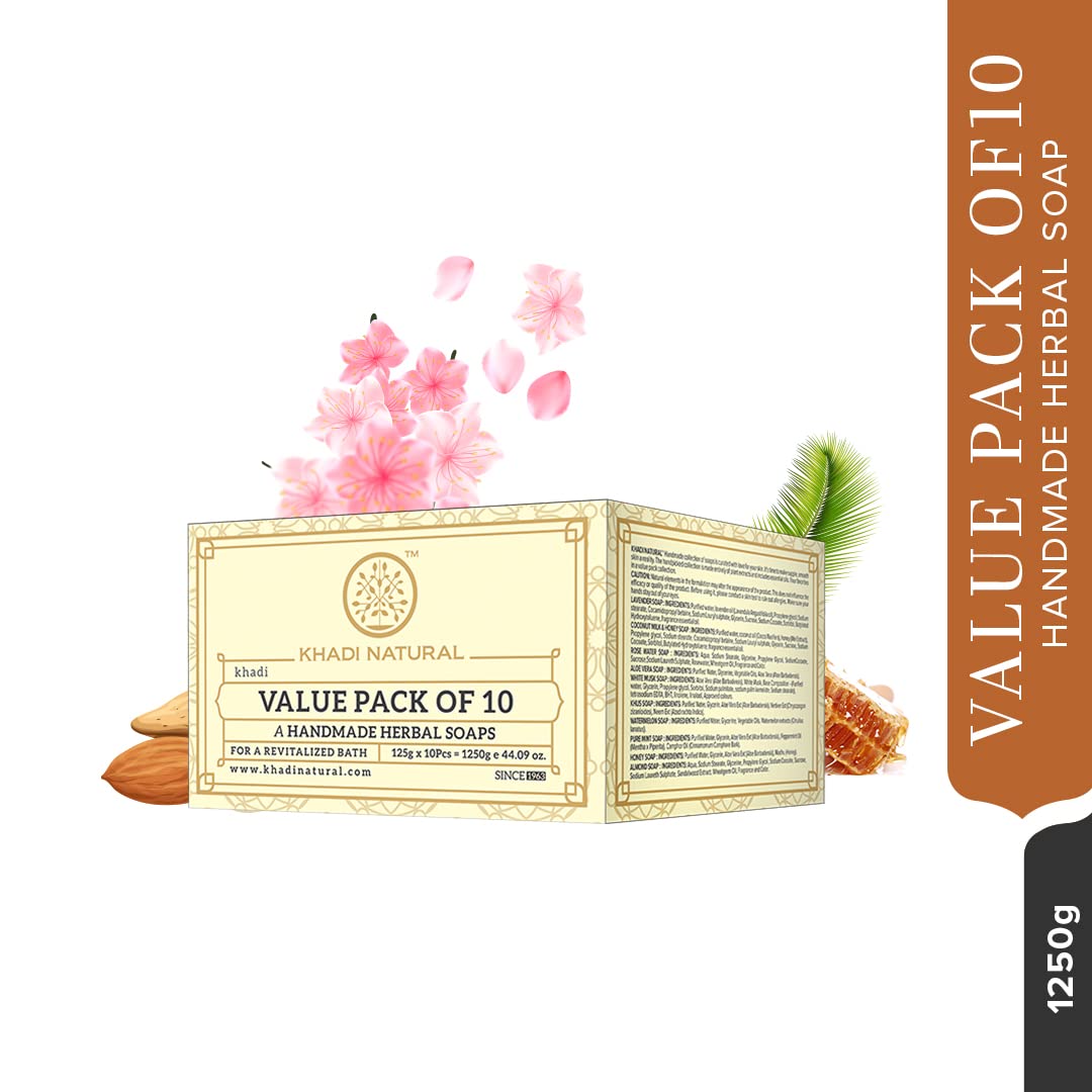 Khadi Natural Handmade Herbal Soap Combo Assorted Natural Soap Gift Set, Enriched With Essential Oils, 125 G each (Pack Of 10) – view 2