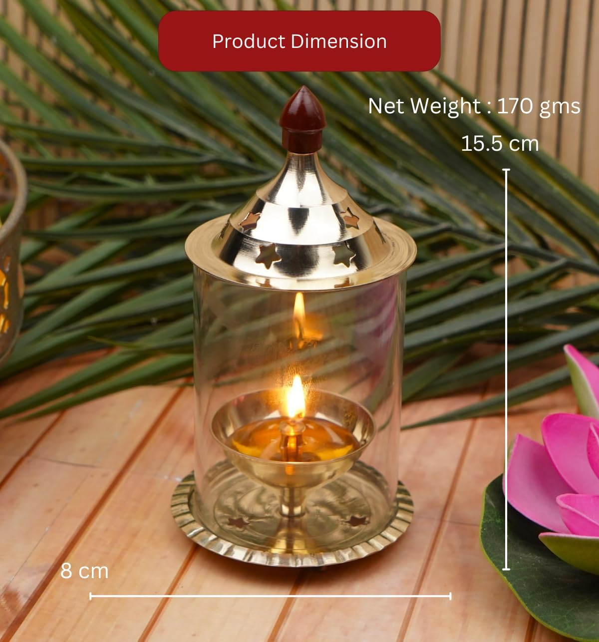 ServDharm Akhand Diya (Medium 6 Inch; 15 cm , Brass) – view 3