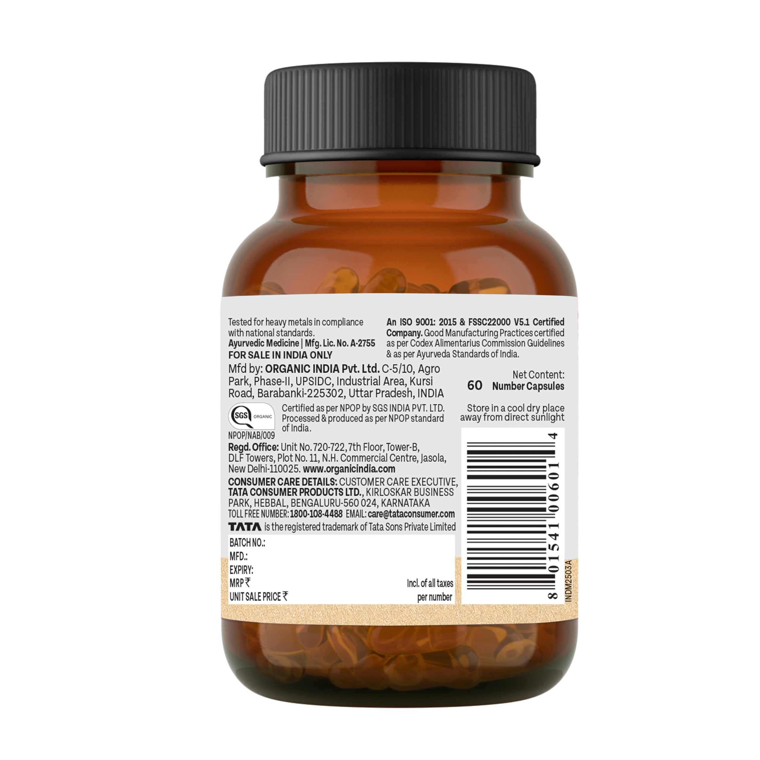 A TATA Product - Organic India Breathe Free - 60 Veg Capsules, Naturally Relieve Shortness of Breath, Wet & Dry Cough, Congestion & Improves Lung Capacity, GMP & NPOP Certified Organic – view 8